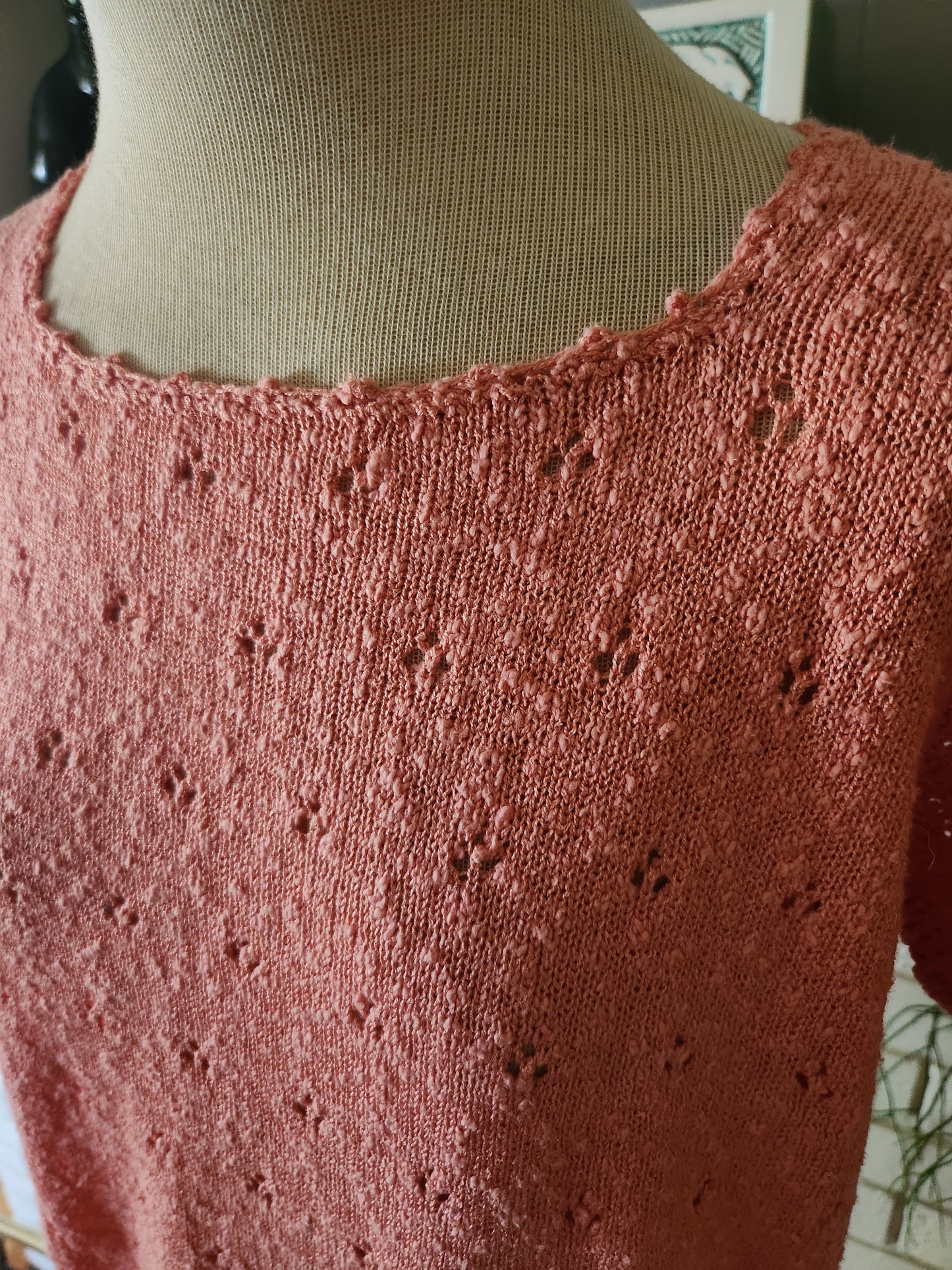 Vintage Pink Short Sleeve Sweater by Le Roy Knitwear