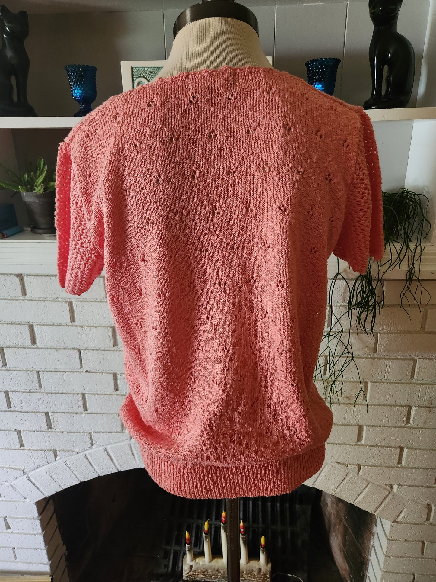 Vintage Pink Short Sleeve Sweater by Le Roy Knitwear