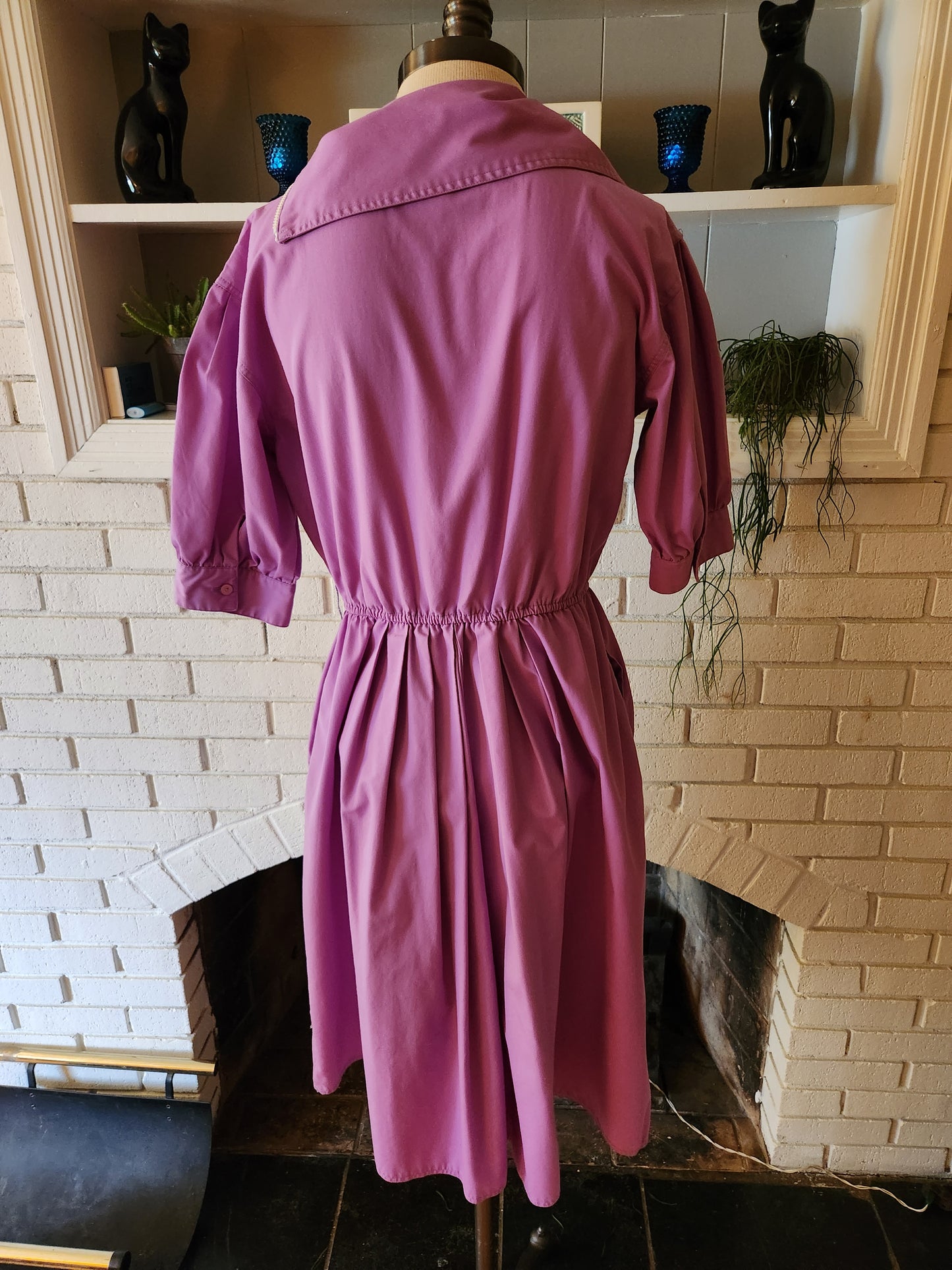 Vintage Purple Short Sleeve Dress with Zippers