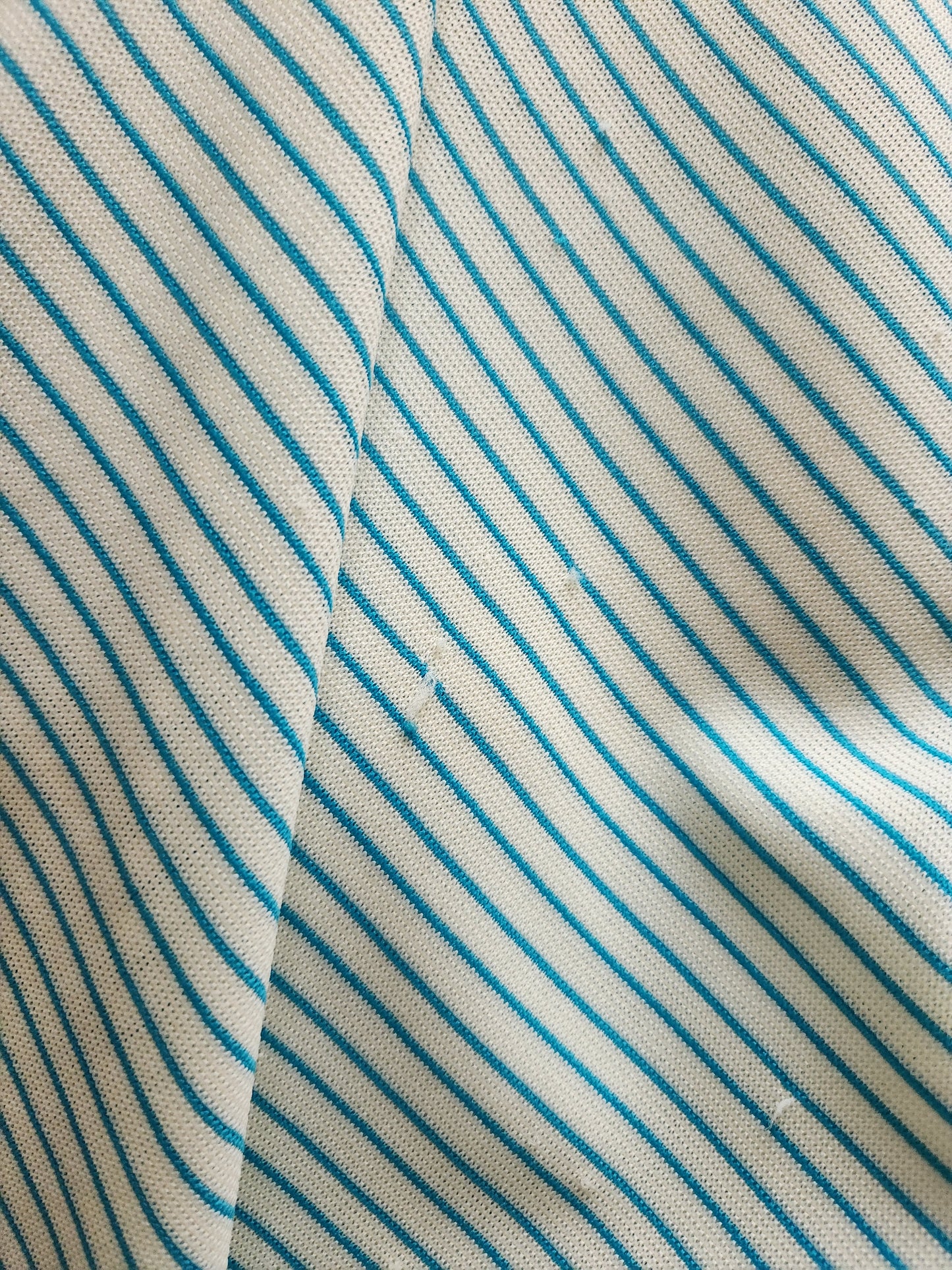 Vintage Short Sleeve Off White and Blue Dress