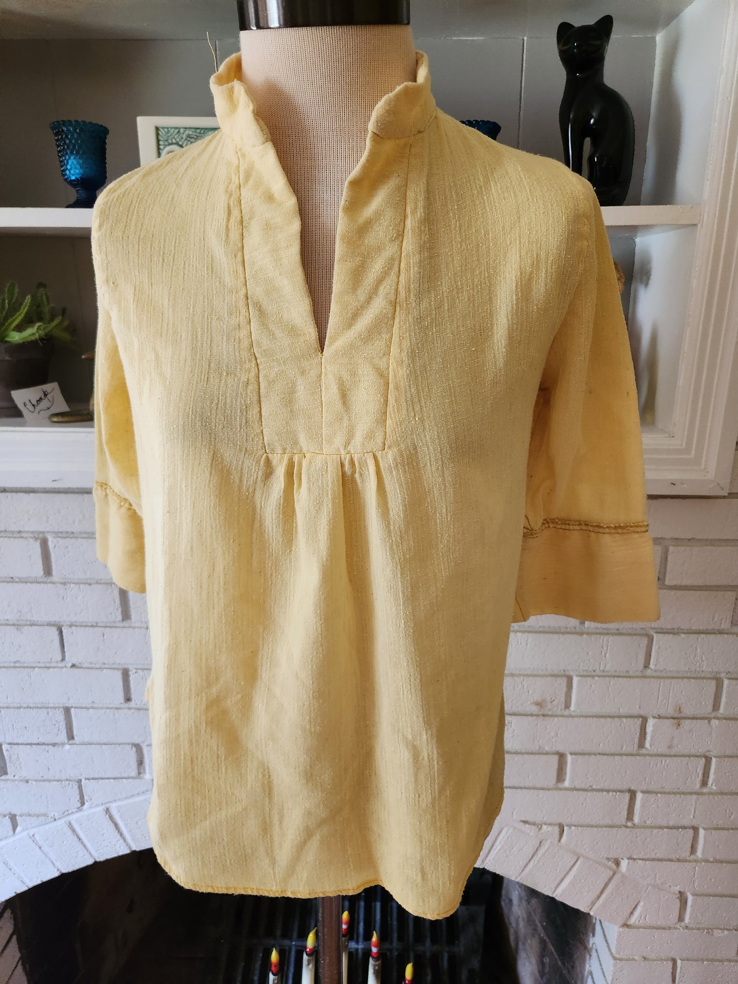 Vintage Short Sleeve Yellow Blouse by Casey's Place