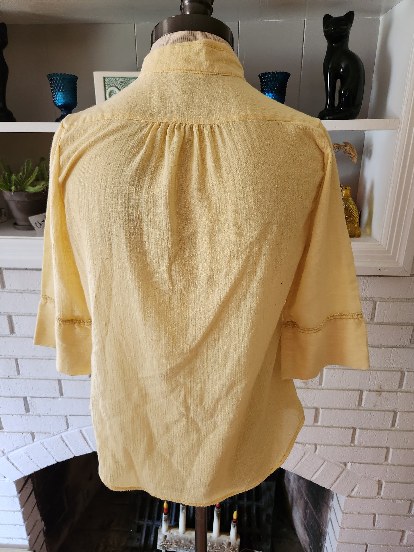 Vintage Short Sleeve Yellow Blouse by Casey's Place