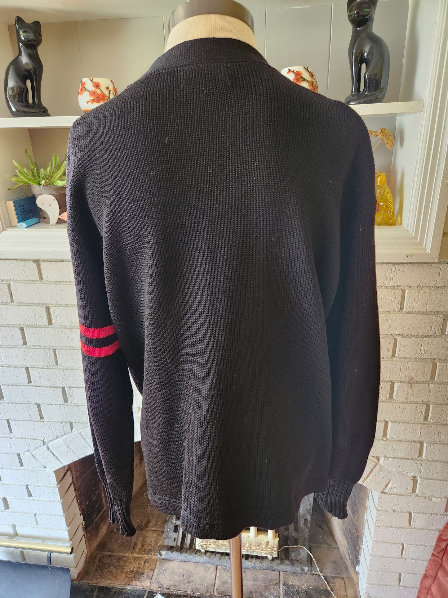 Vintage Long Sleeve Black Cardigan Sweater by Princeton Sweater Sportswear