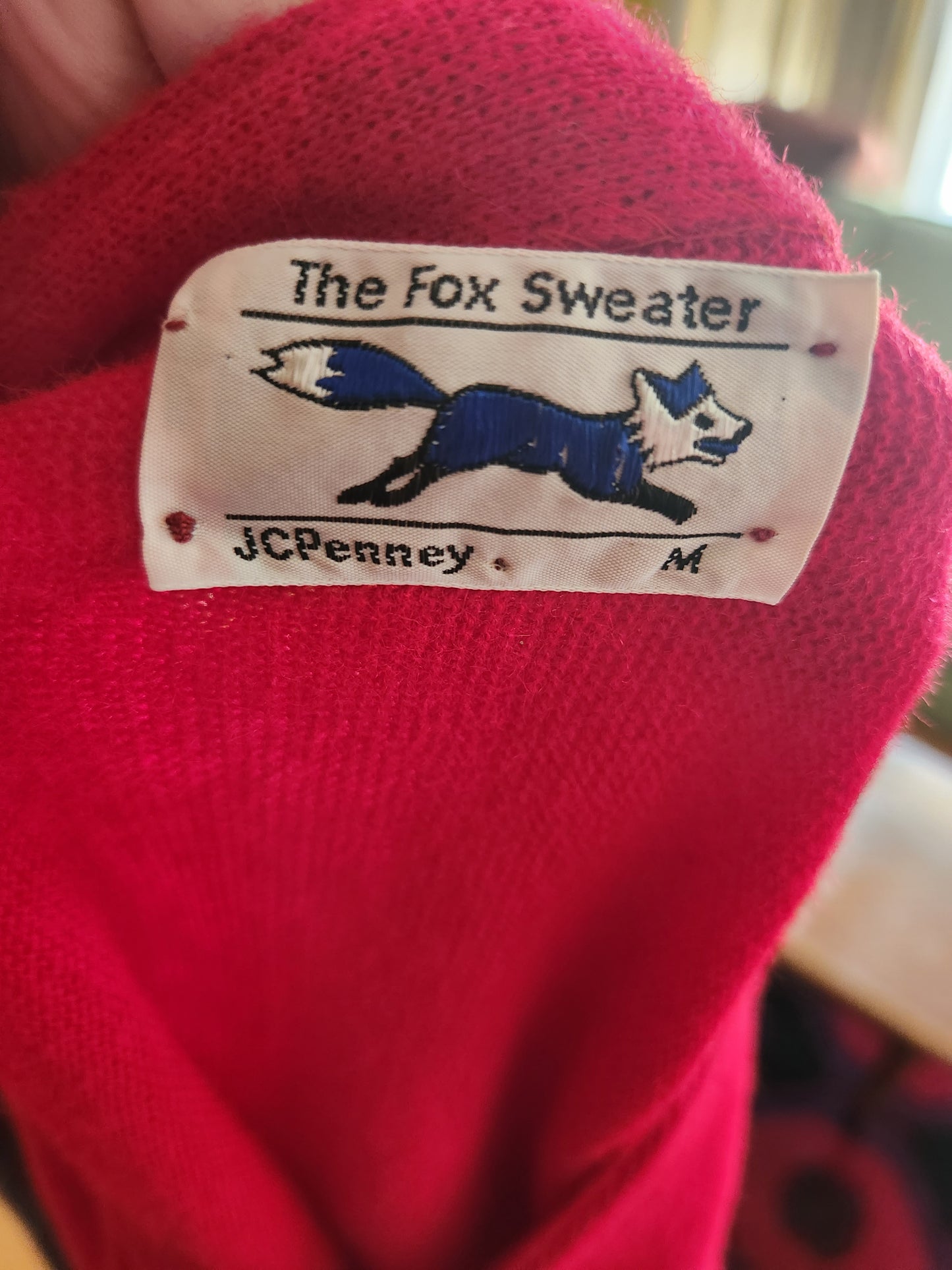 Vintage Long Sleeve Red Fox Cardigan Sweater by JC Penney