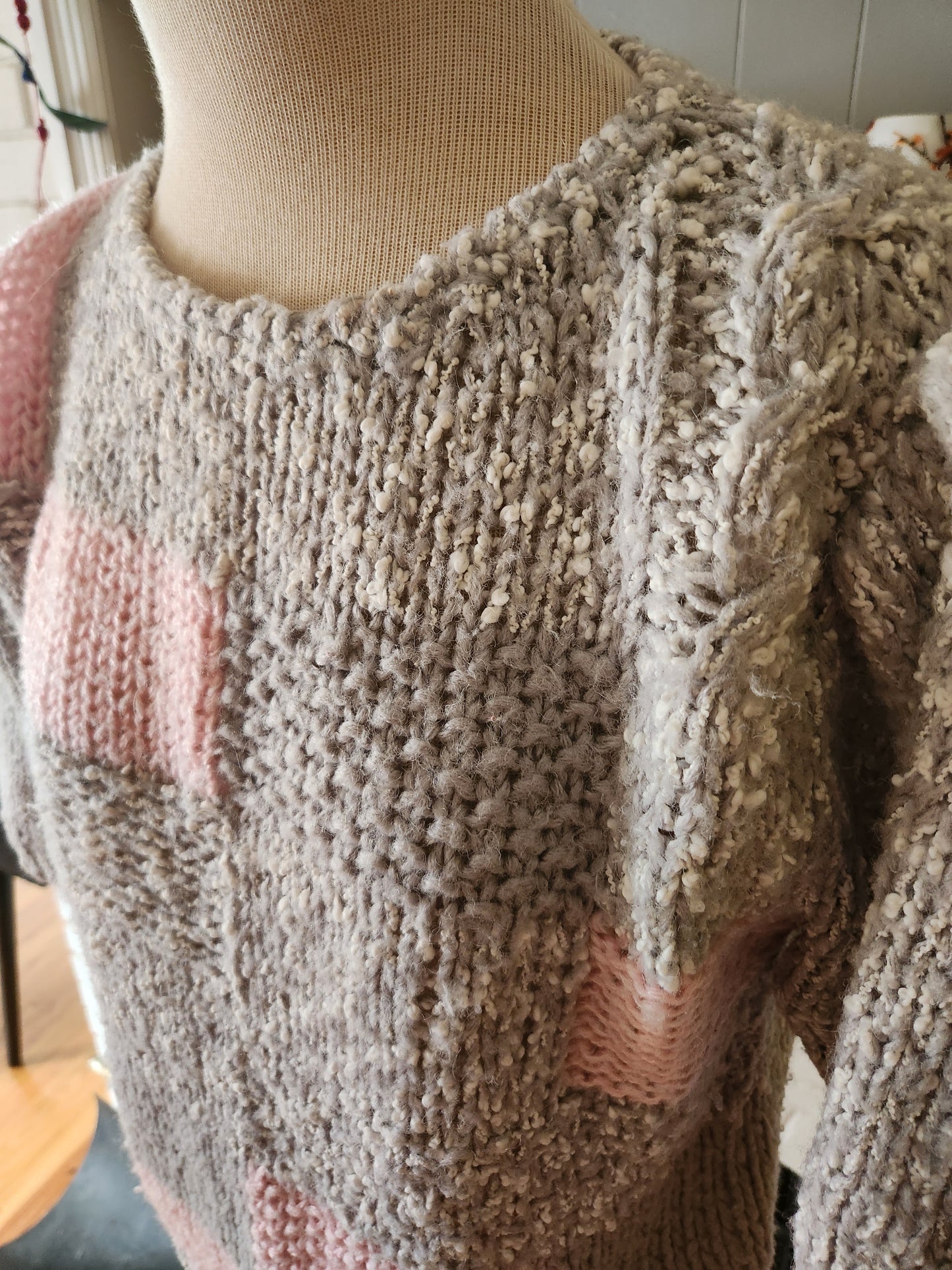 Vintage Gray and Pink Sweater by Donagain