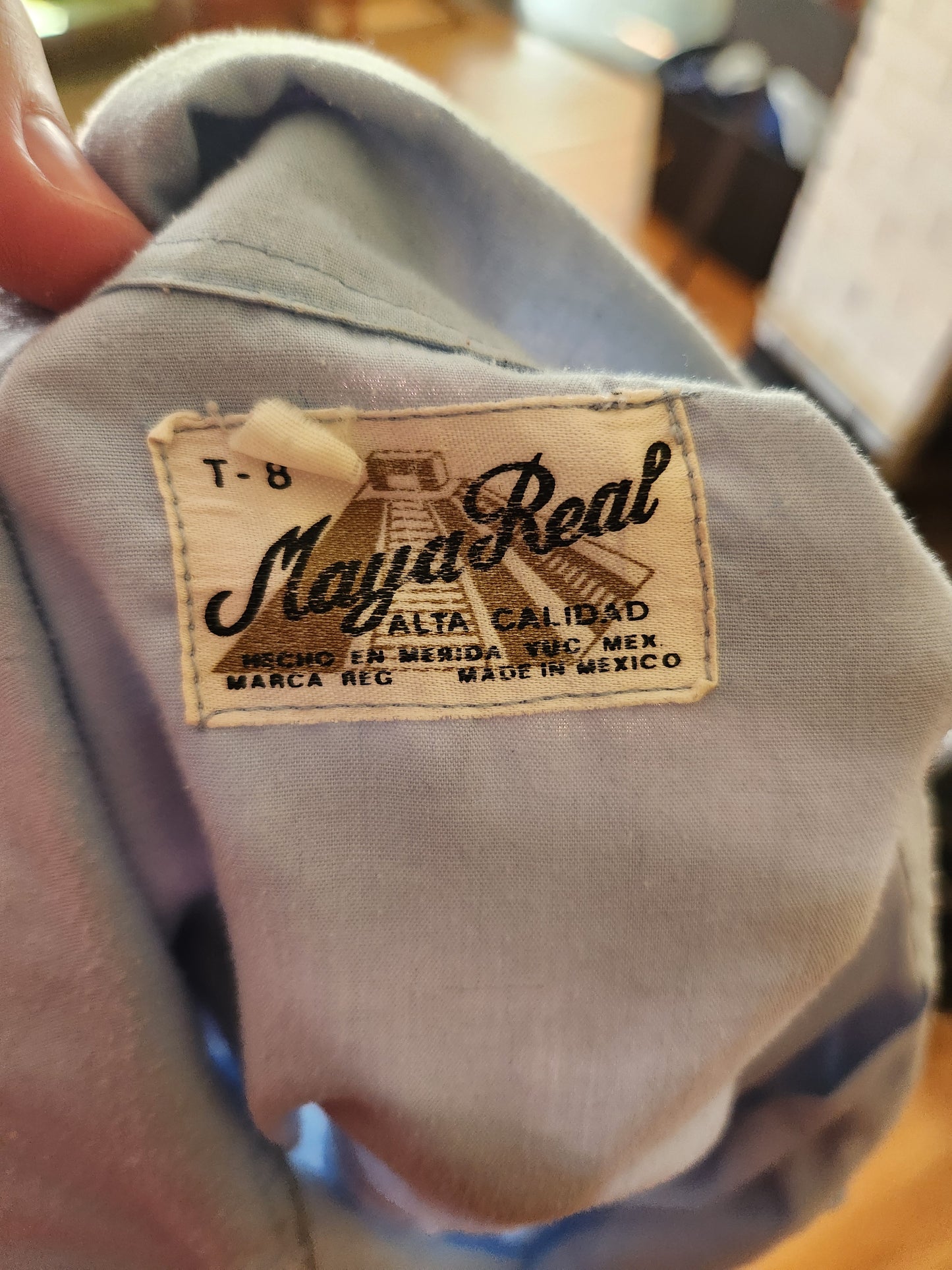 Vintage Blue Mexican Wedding Short Sleeve Shirt by Maya Real