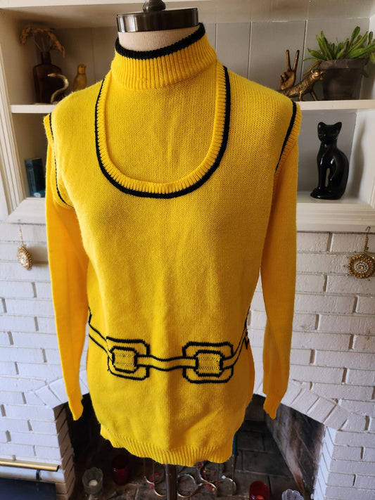 Vintage Yellow Acrylic Sweater by Full Fashion