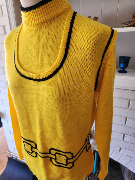 Vintage Yellow Acrylic Sweater by Full Fashion