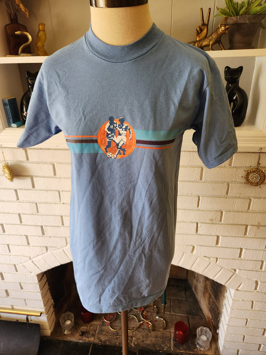 Vintage Blue Soccer T Shirt by Eagle USA UNWORN!