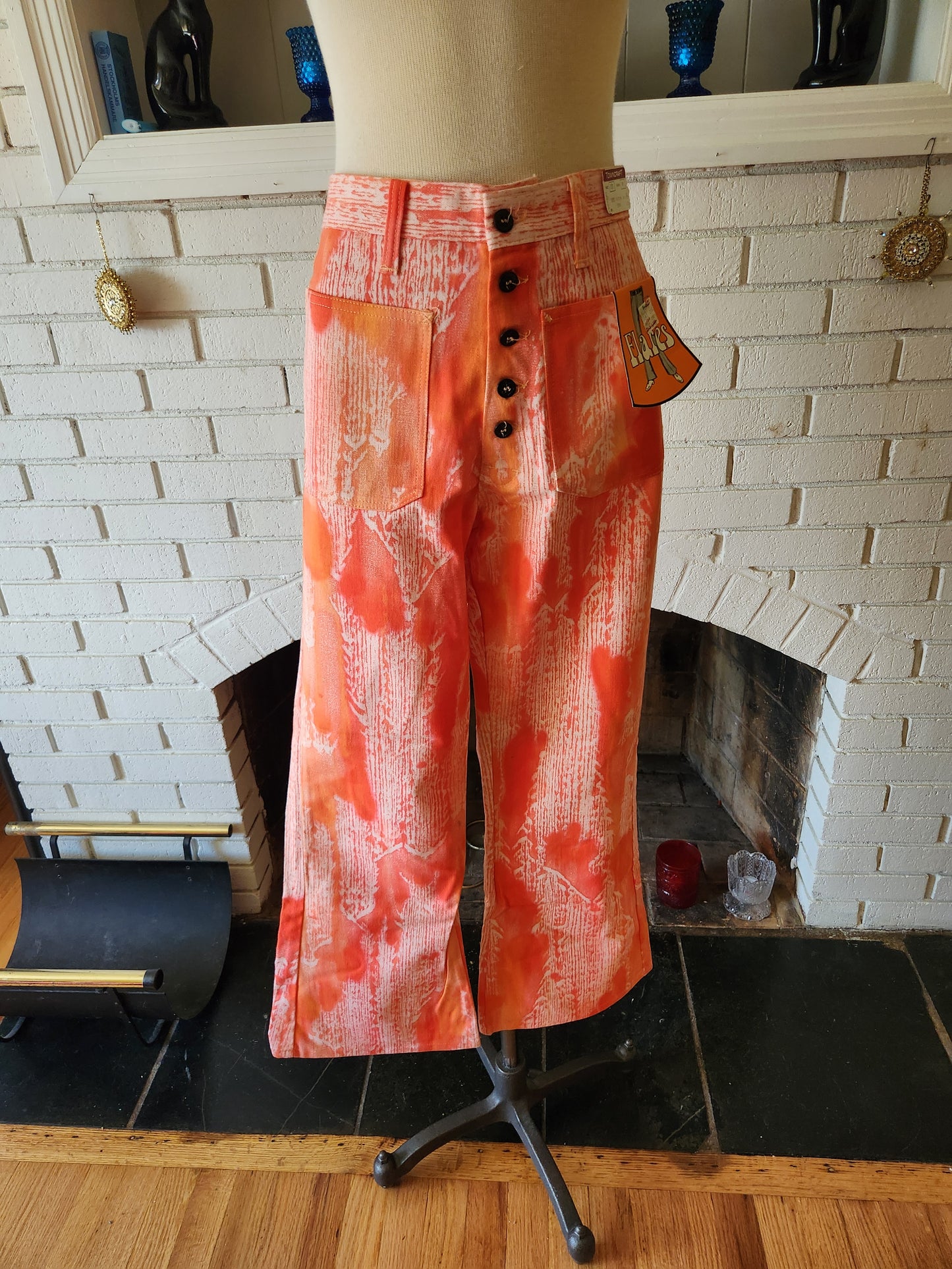 Vintage Orange and White Flare Pants by Towncraft. UNWORN!