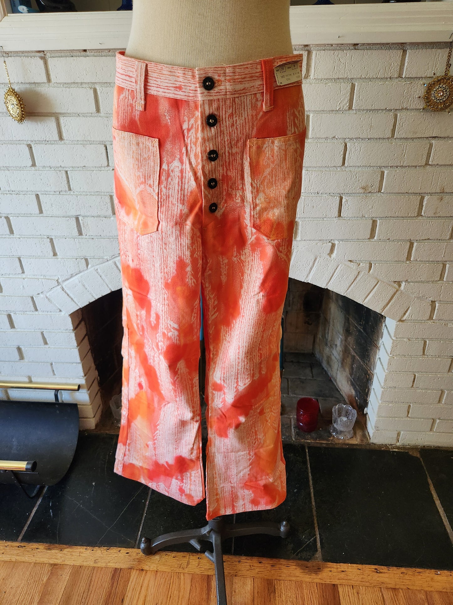 Vintage Orange and White Flare Pants by Towncraft. UNWORN!
