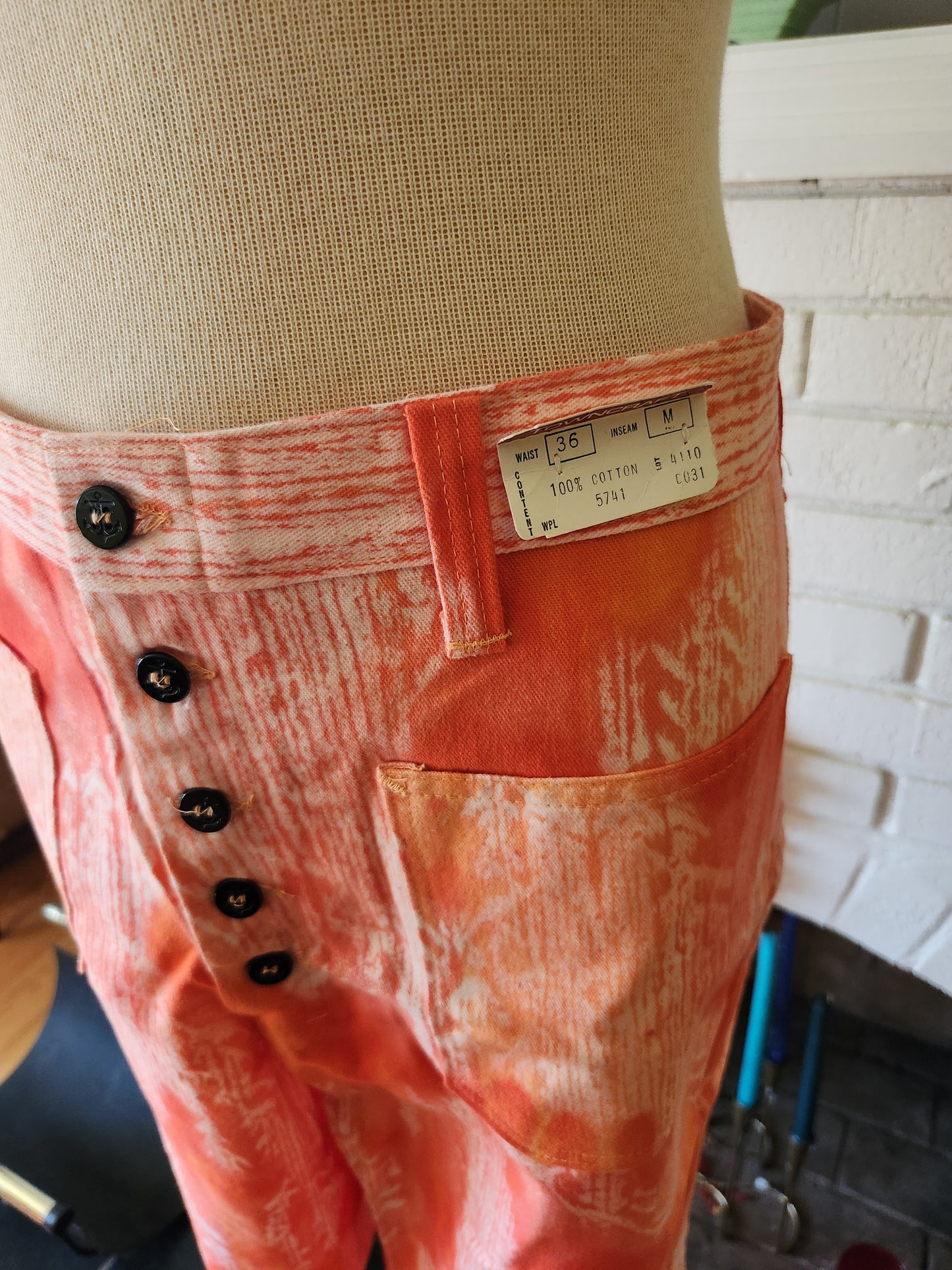 Vintage Orange and White Flare Pants by Towncraft. UNWORN!