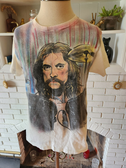 Vintage Airbrushed Neil Peart Portrait T Shirt by Hanes.