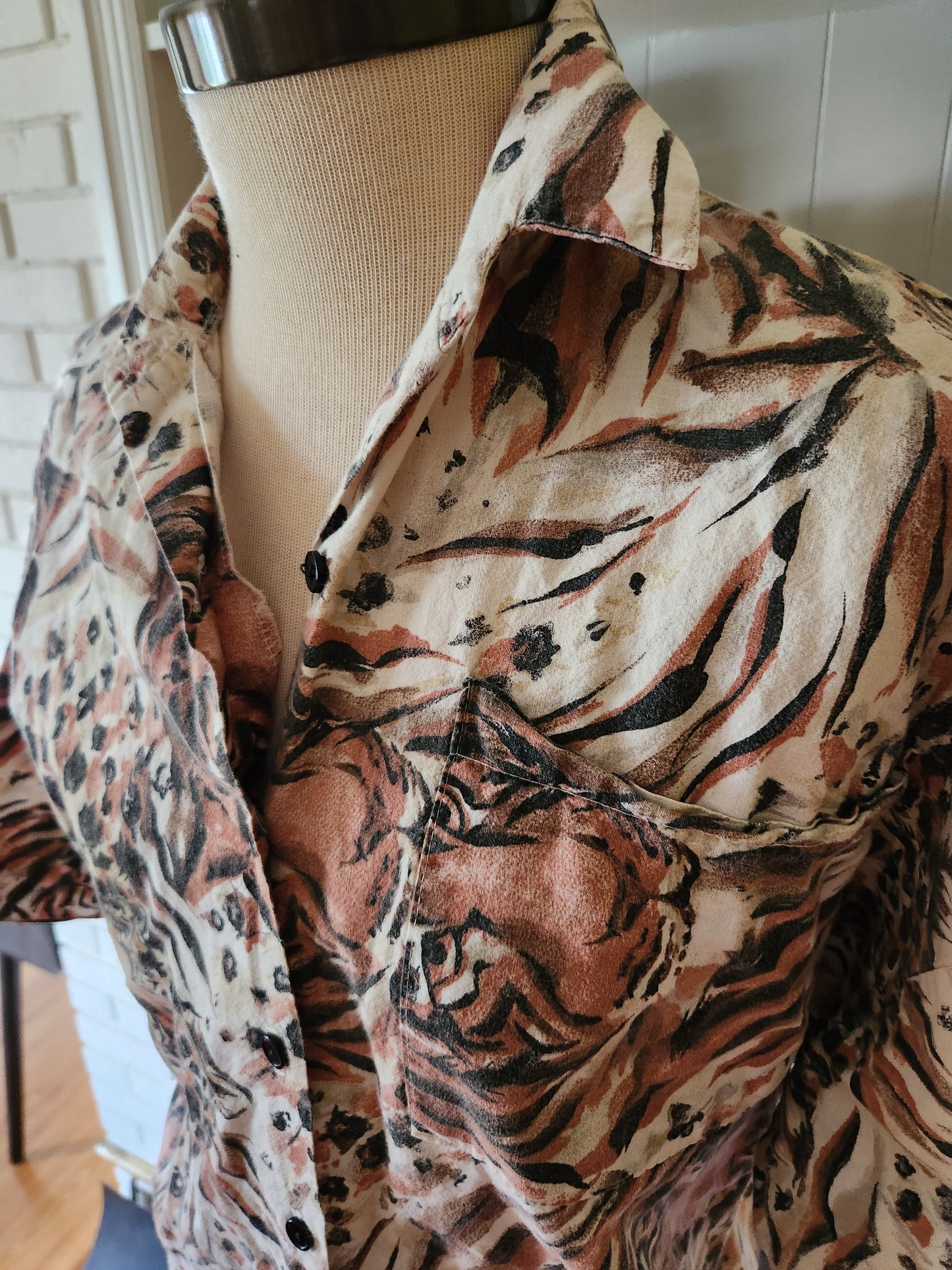 Vintage Button Down Short Sleeve Blouse by Hot Stuff