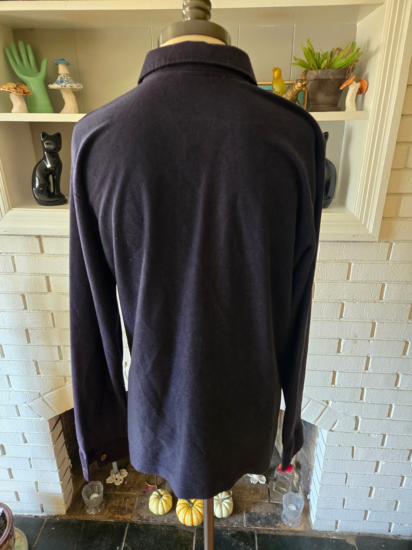 Vintage Long Sleeve Dark Blue Polo Shirt by Plumage