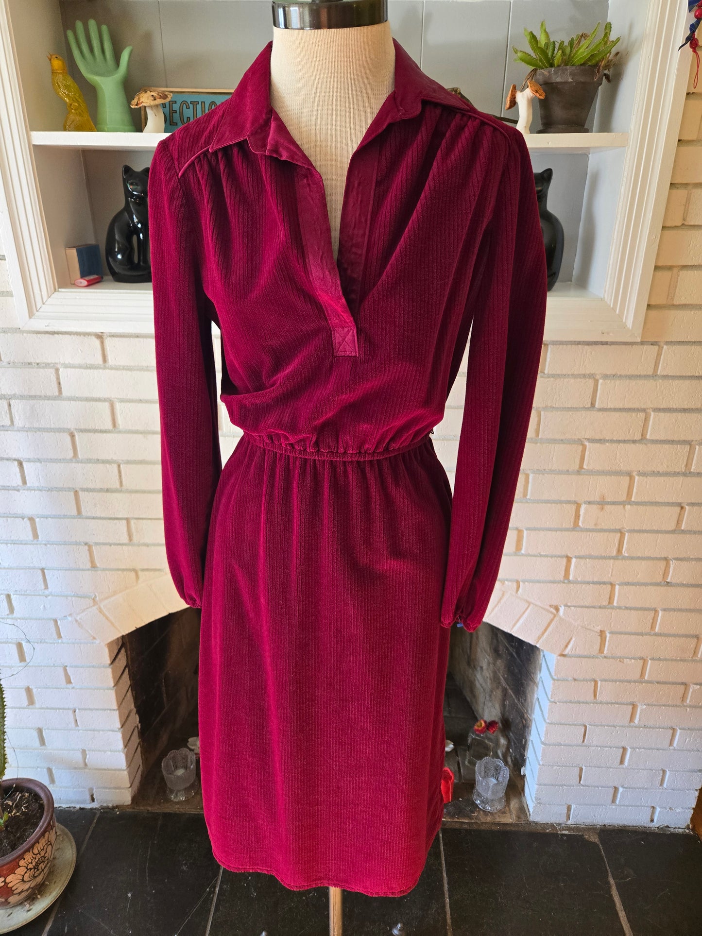 Vintage Long Sleeve Maroon Dress by Non-Stop