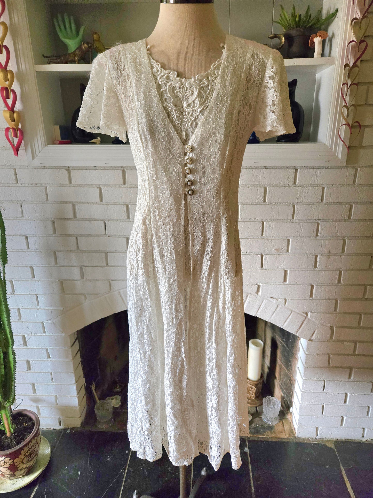 Vintage Short Sleeve Lacy Dress by Dawn Joy