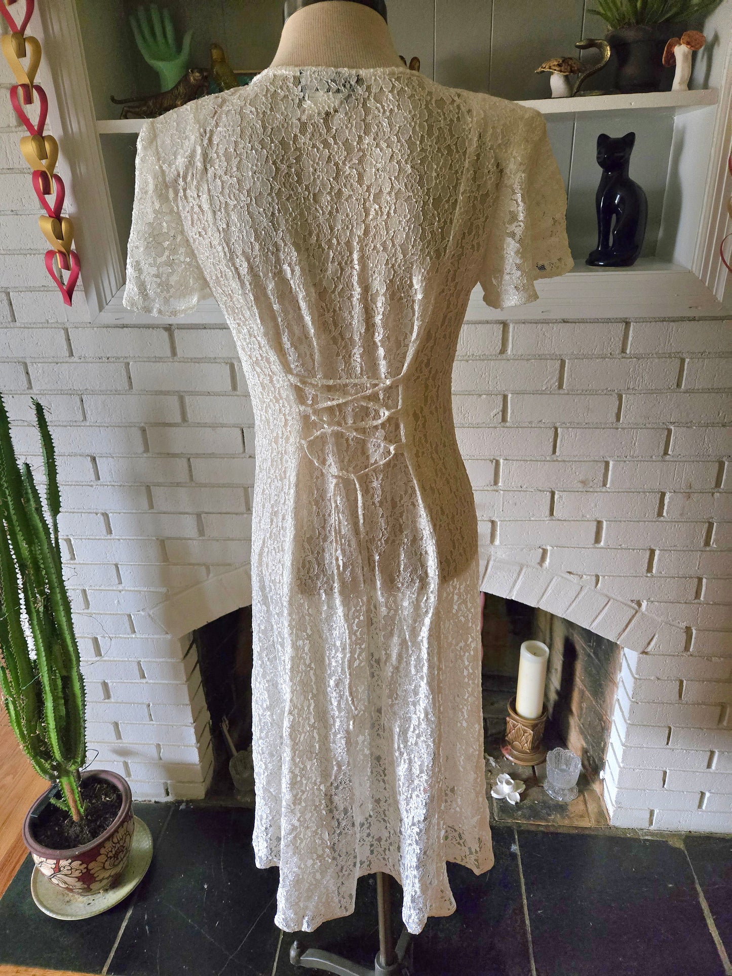 Vintage Short Sleeve Lacy Dress by Dawn Joy