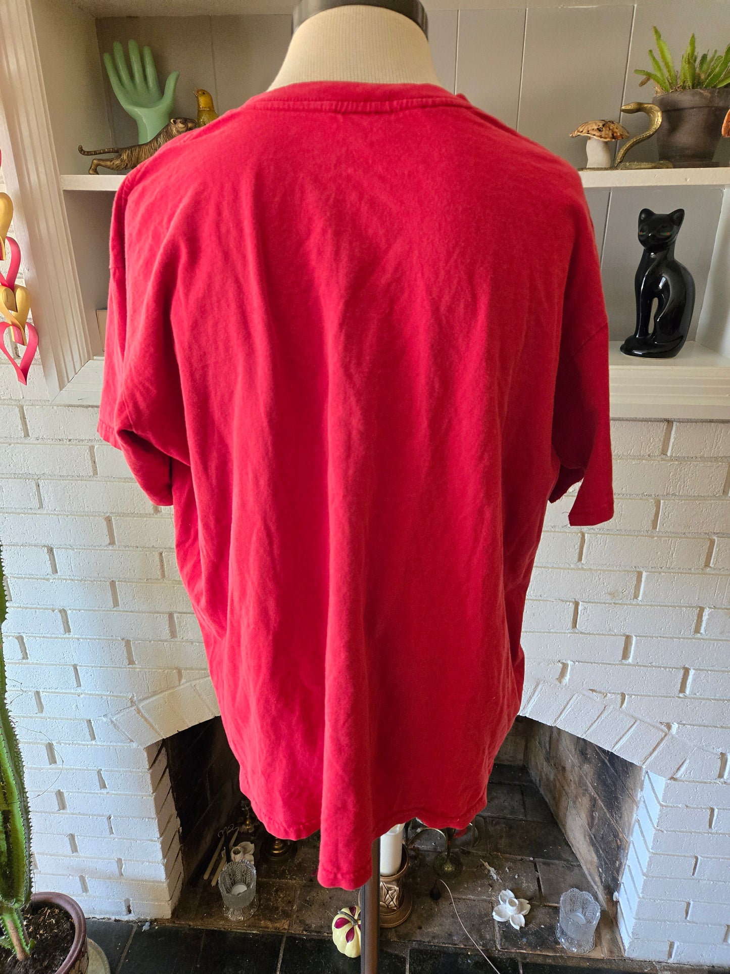 Vintage Red Nike Vee Neck T Shirt Large