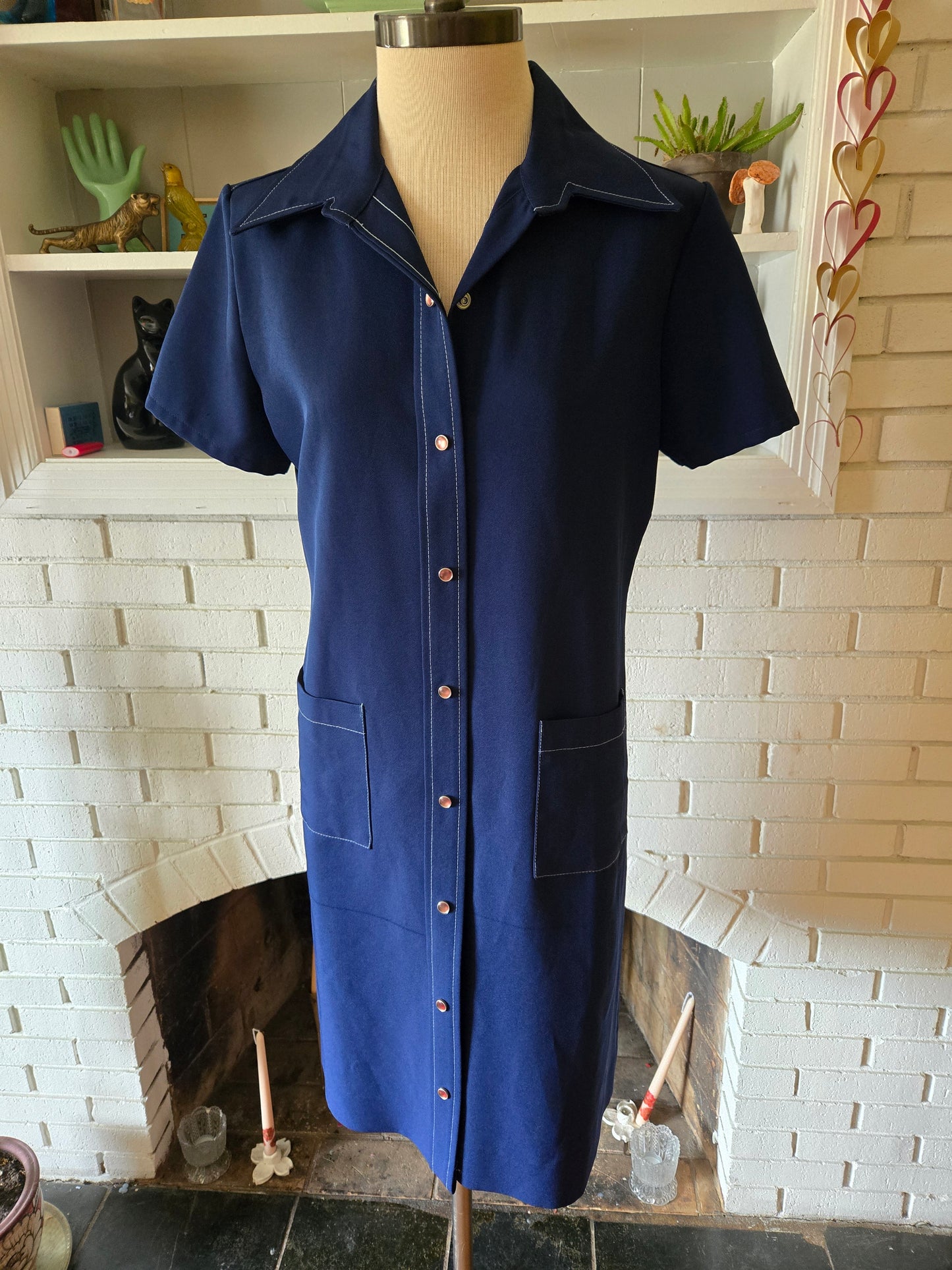 Vintage Short Sleeve Western Snap Dress by Lee Workables