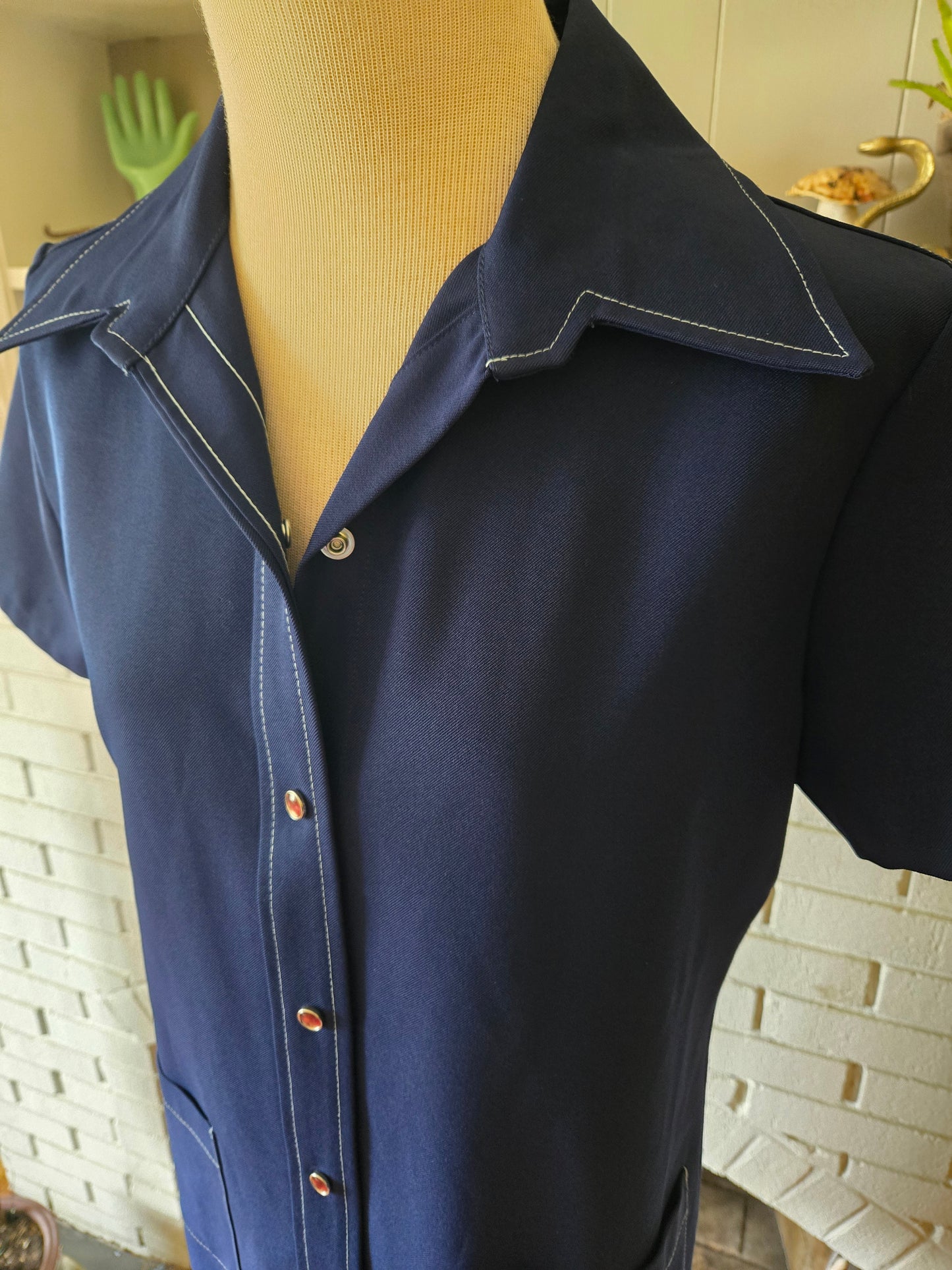 Vintage Short Sleeve Western Snap Dress by Lee Workables