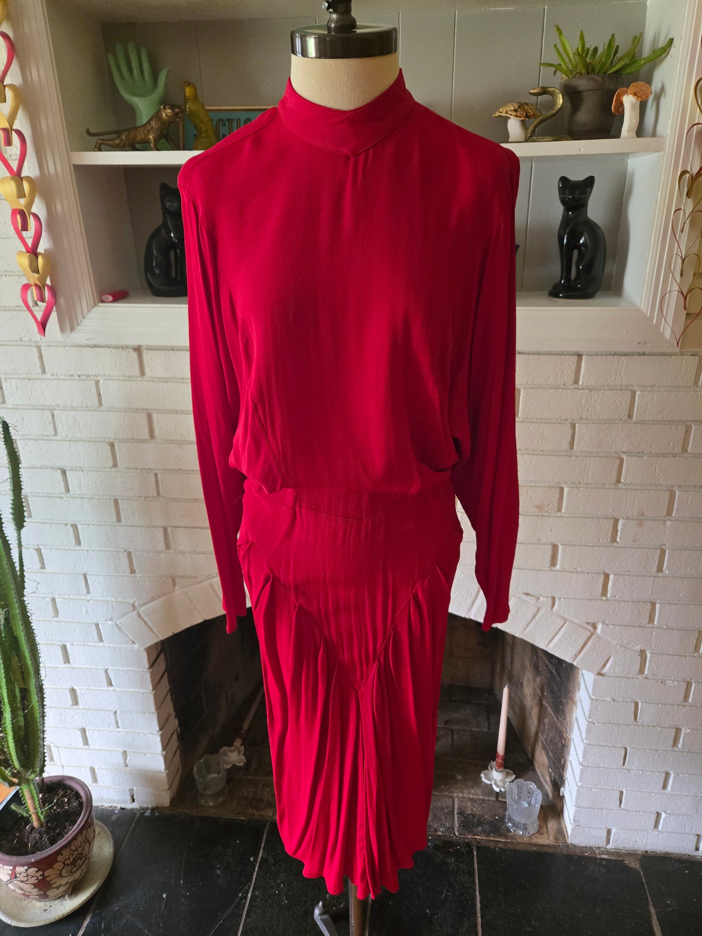 Vintage Long Sleeve Red Dress by Ashlee