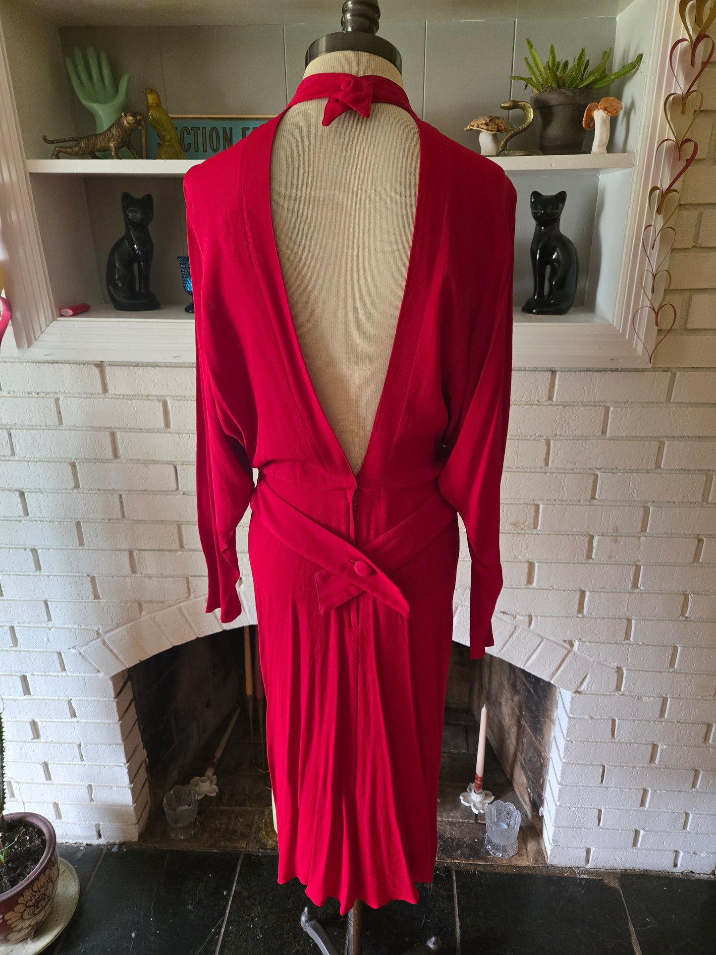 Vintage Long Sleeve Red Dress by Ashlee