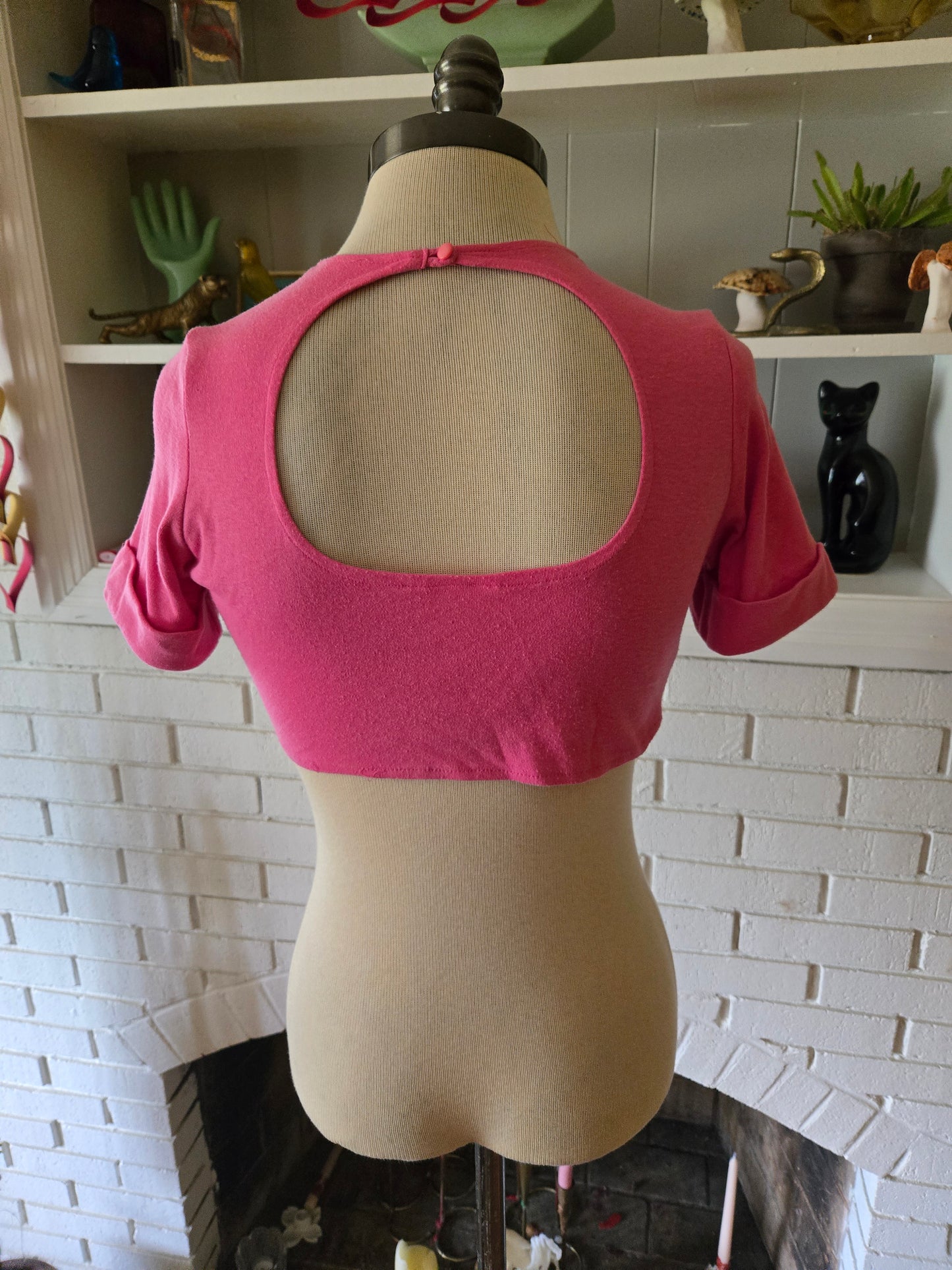 Vintage Short Sleeve Crop Top Blouse from the 90s