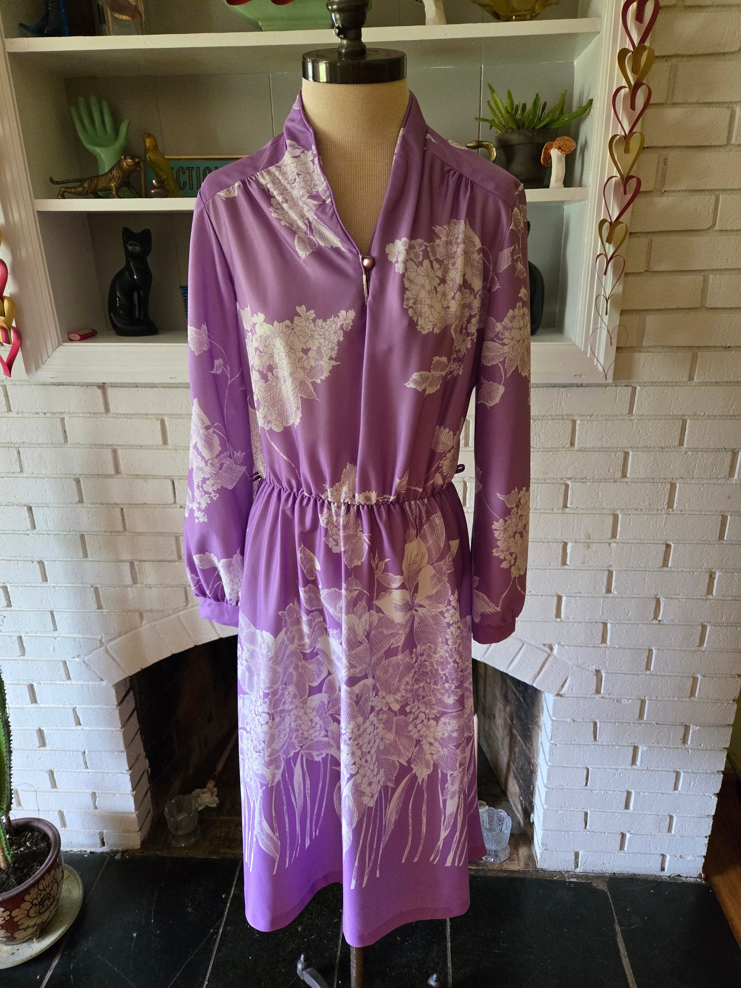 Vintage Long Sleeve Floral Print Dress