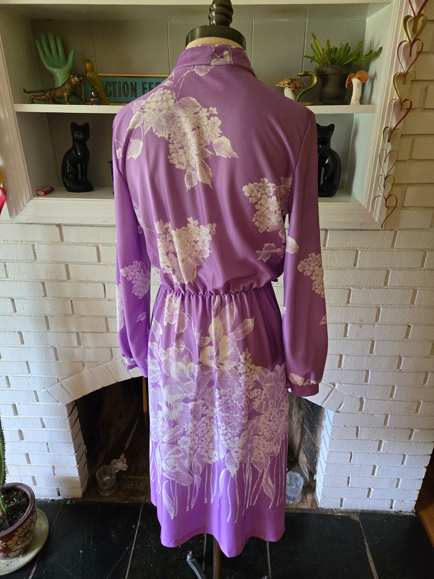 Vintage Long Sleeve Floral Print Dress
