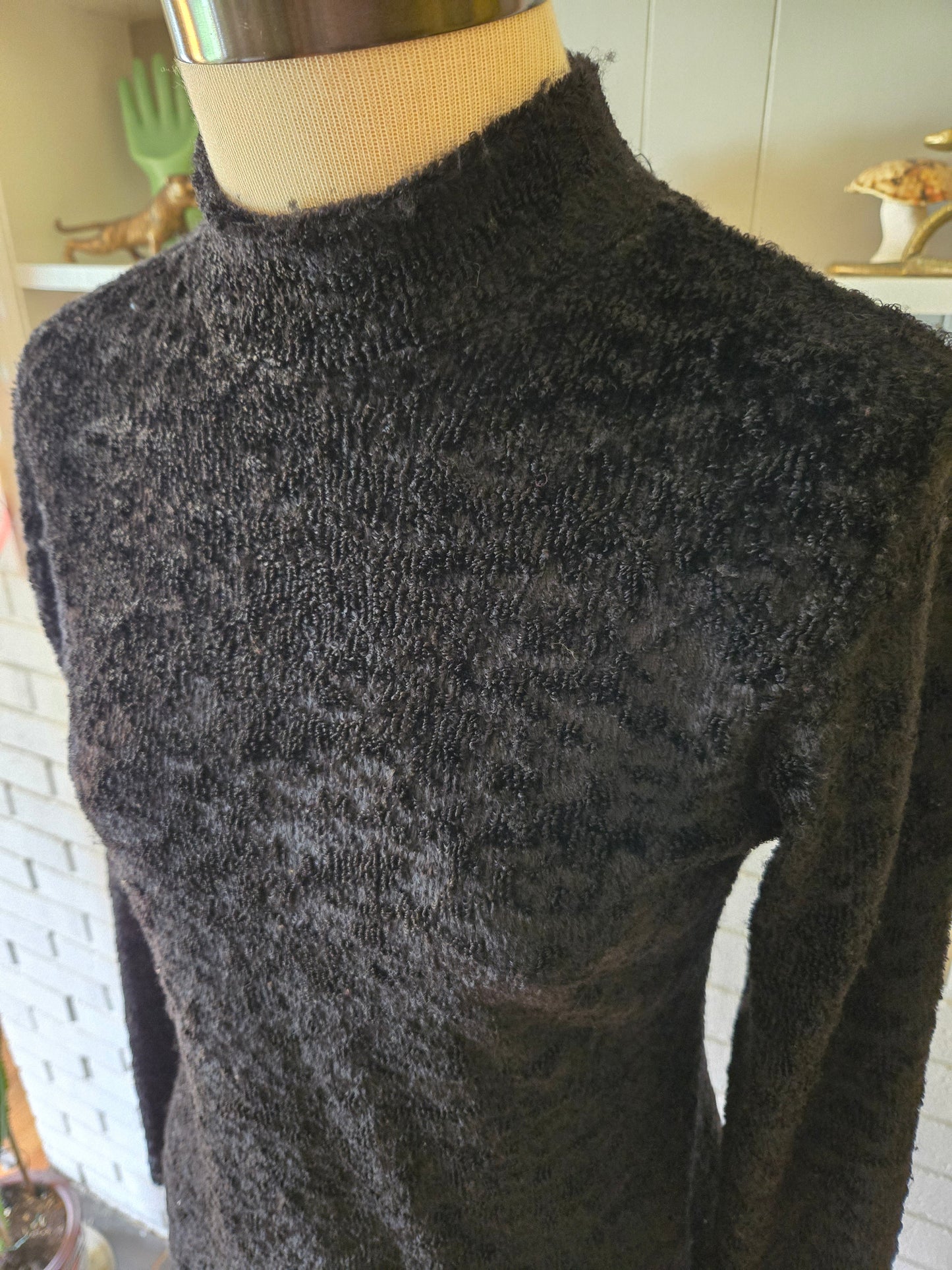Vintage Long Sleeve Black Dress by Knit Works