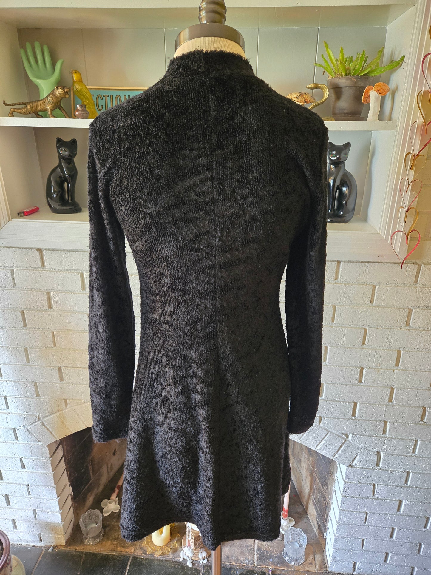 Vintage Long Sleeve Black Dress by Knit Works