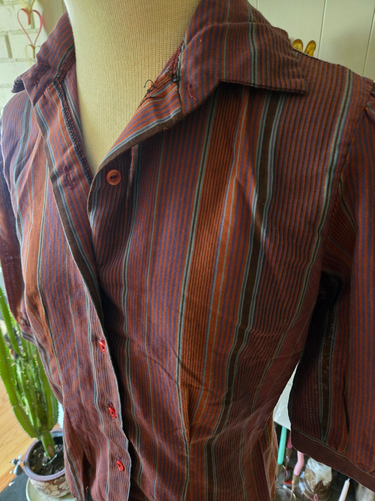 Vintage Short Sleeve Striped Blouse by Sun N Fun
