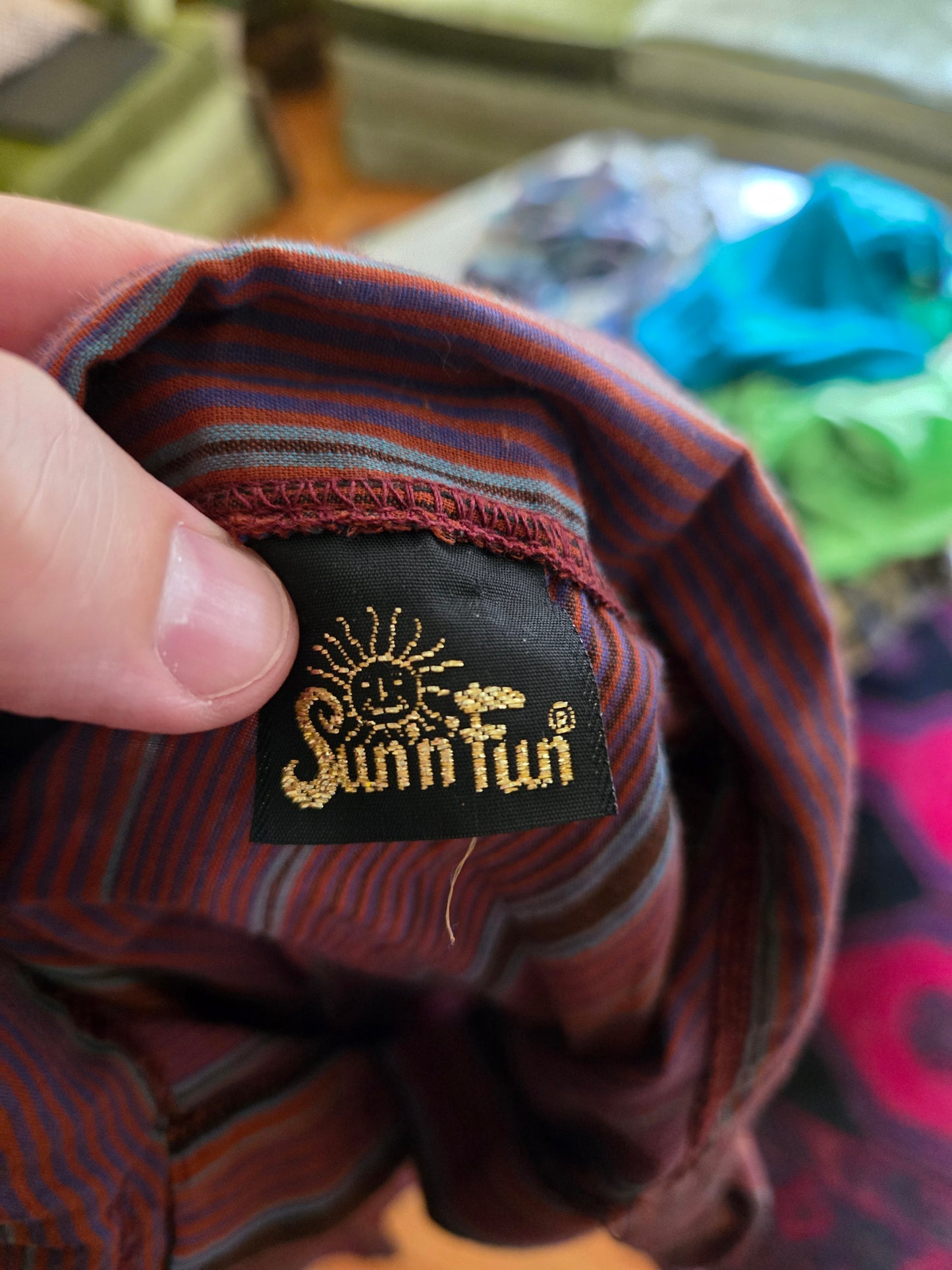 Vintage Short Sleeve Striped Blouse by Sun N Fun