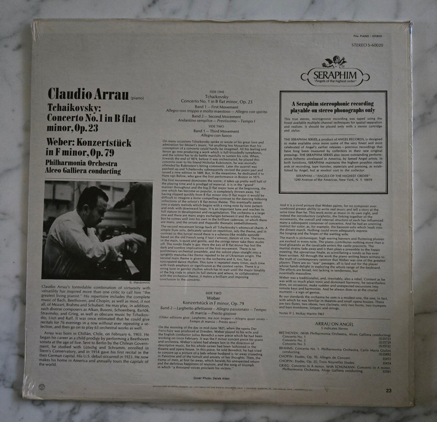 Claudio Arrau Tchaikovsky Concerto No.1 Vinyl Record UNOPENED!