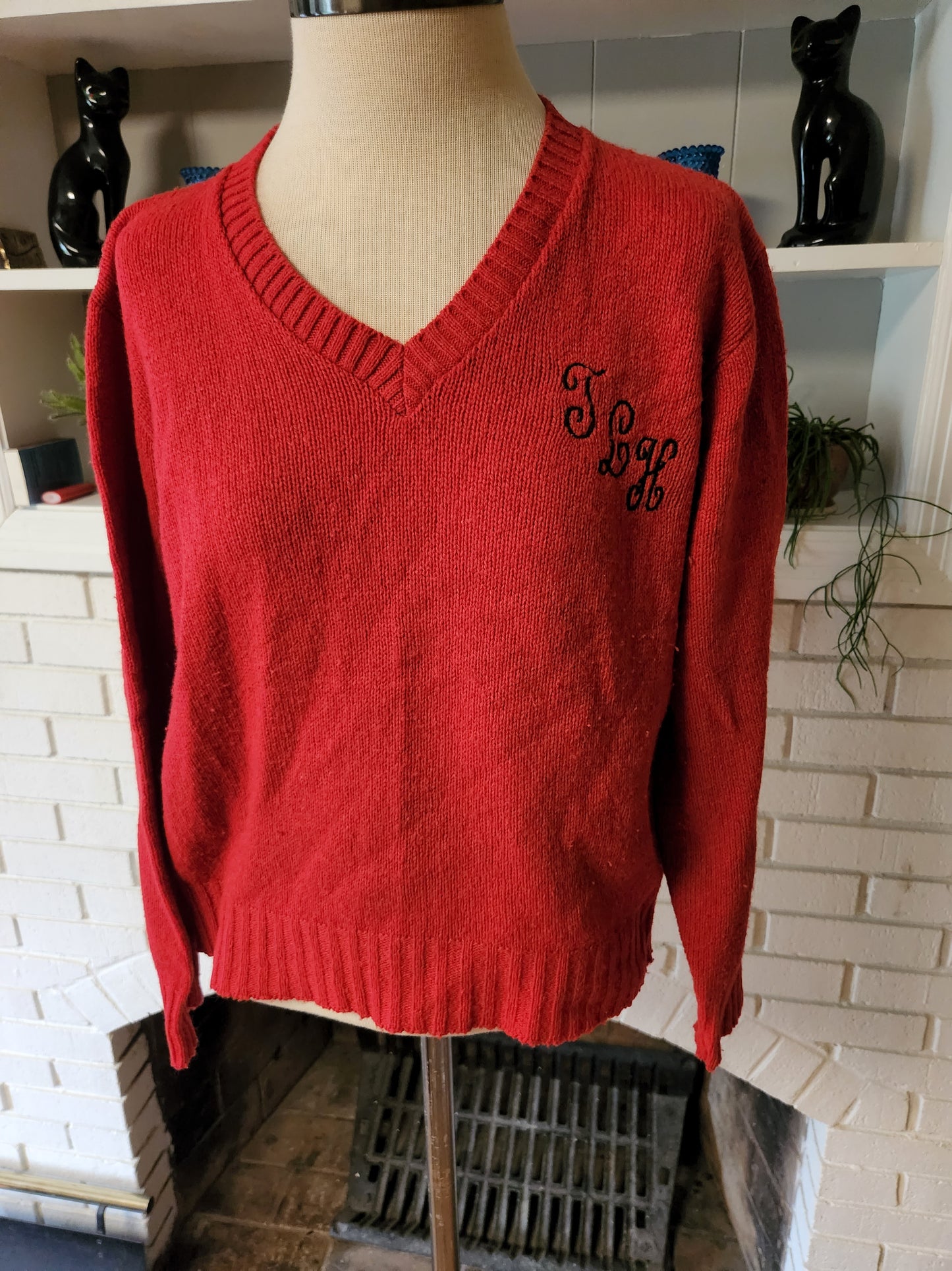 Vintage Monogrammed Red Sweater by Jantzen