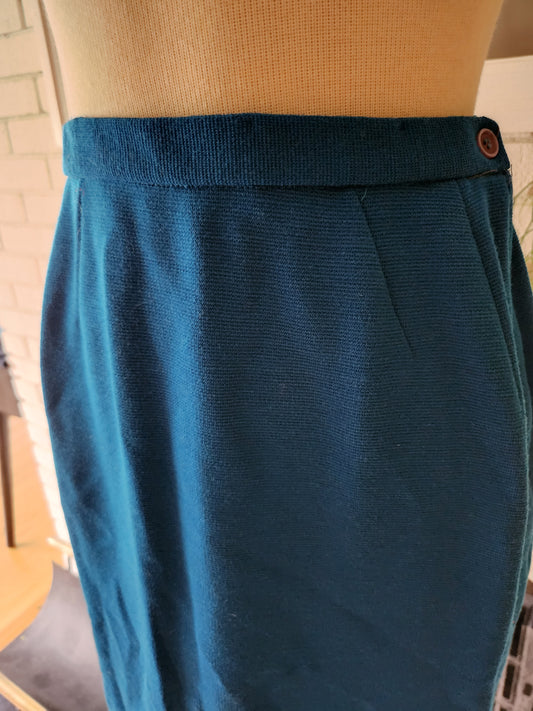 Vintage Teal Blue Pleasted Skirt