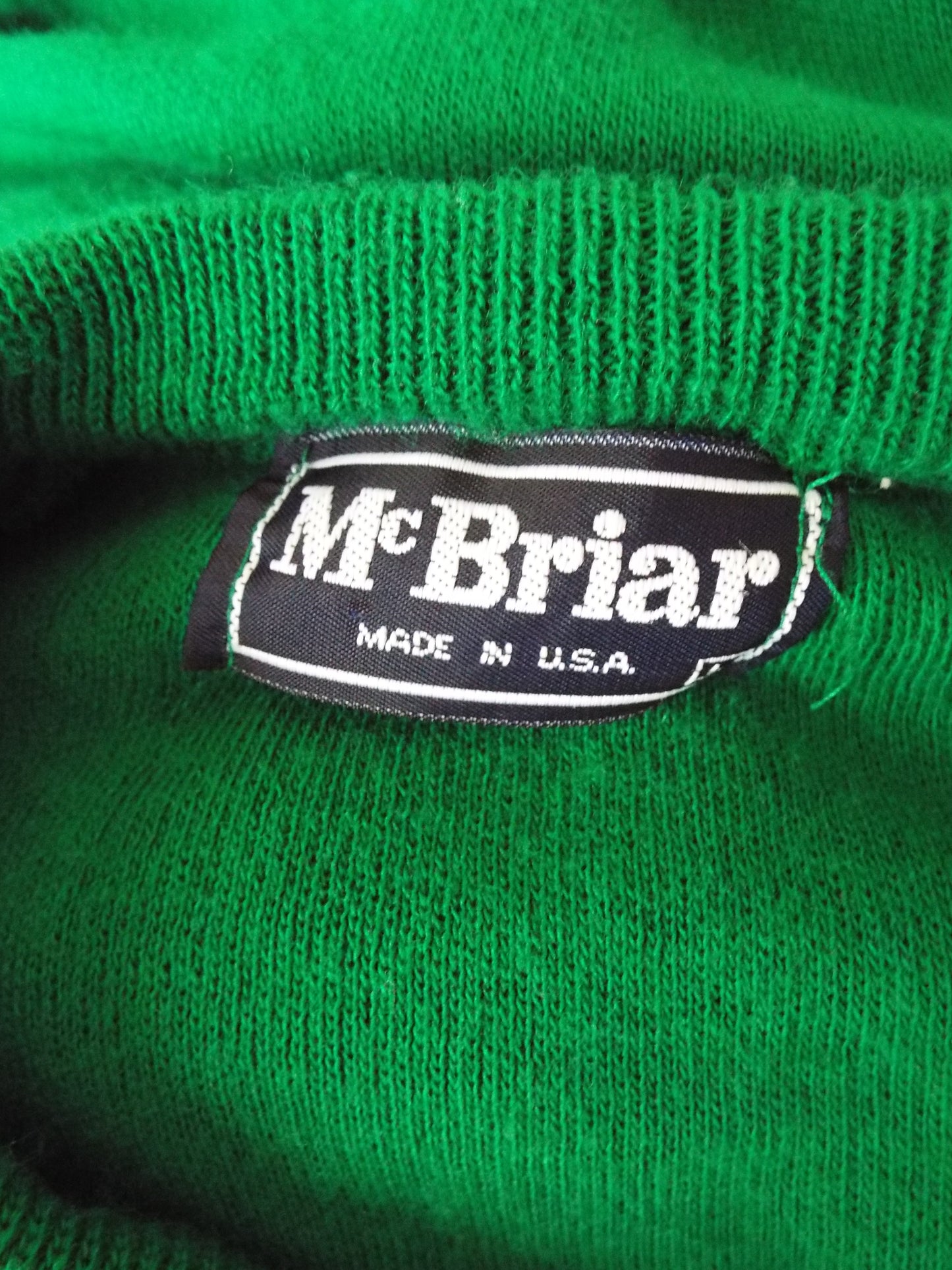 Vintage Long Sleeve Vee Neck Green Sweater by Mc Briar