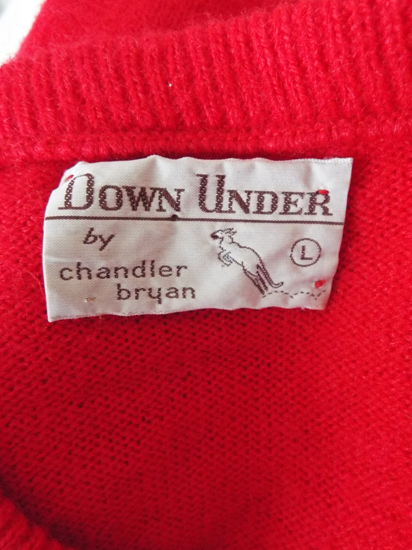 Vintage Long Sleeve Vee Neck Sweater by Down Under