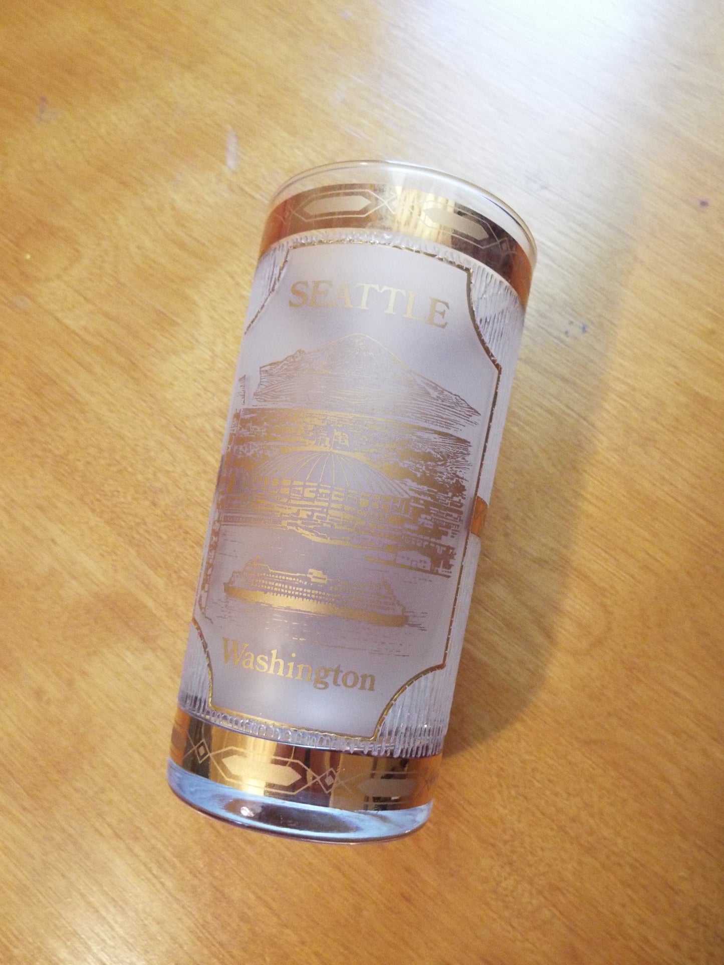 Vintage Seattle Washington 22K Gold Glass by Culver