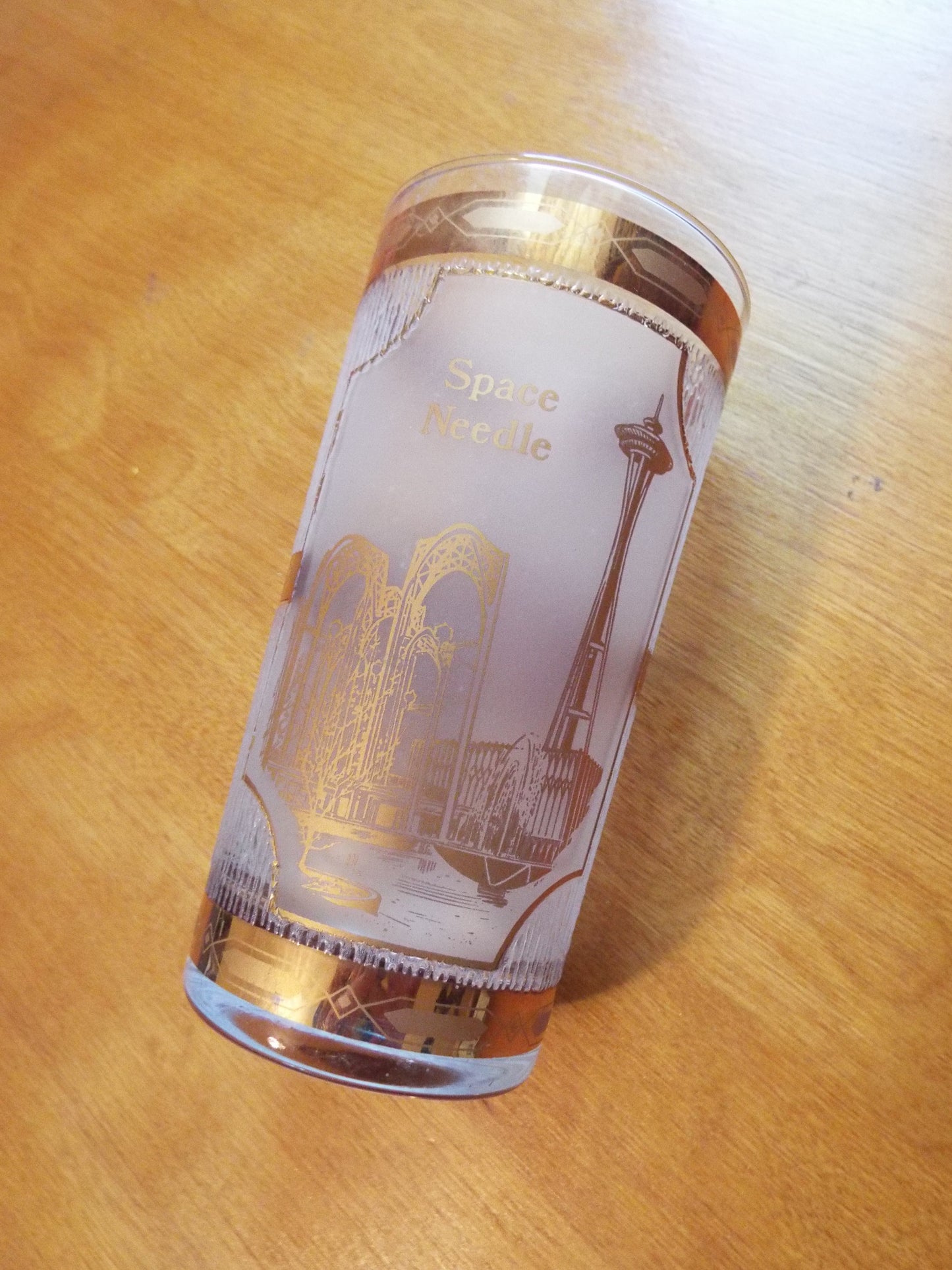 Vintage Seattle Washington 22K Gold Glass by Culver