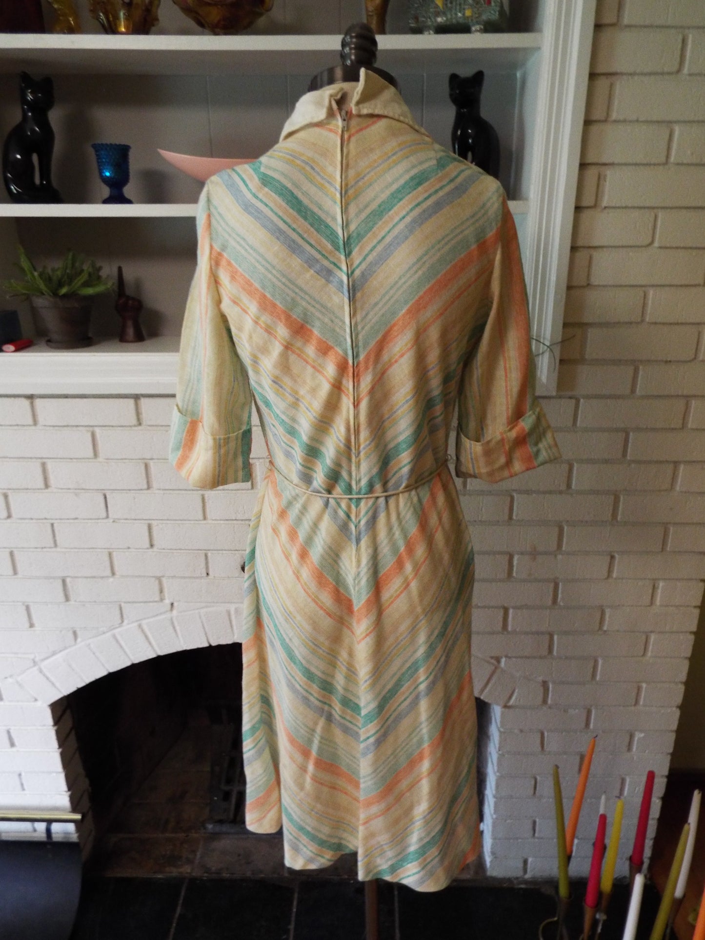 Vintage Short Sleeve Striped Dress By Kenny Classics