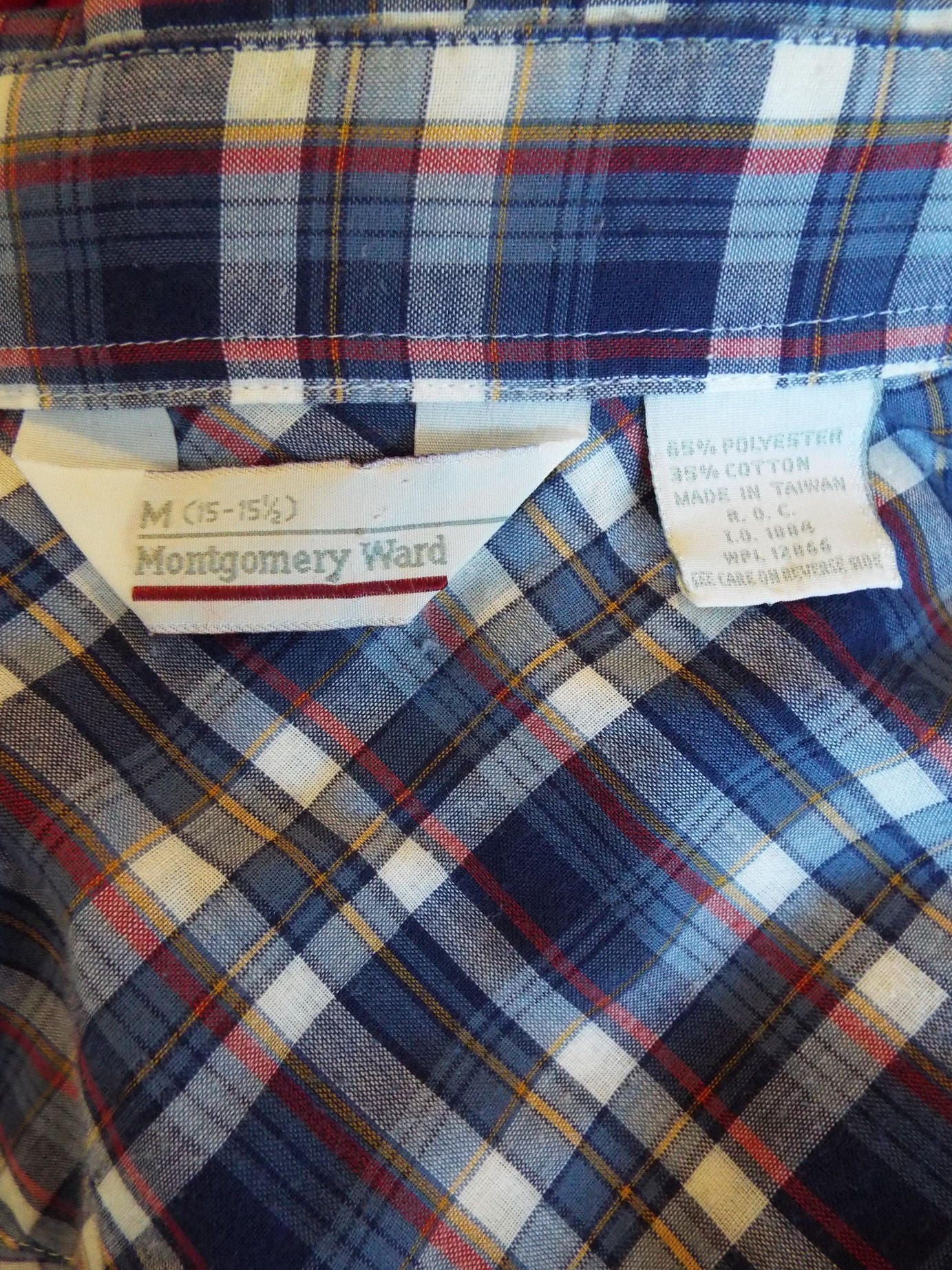 Vintage Long Sleeve Button Down Plaid Western Snap Shirt by Montgomery Ward