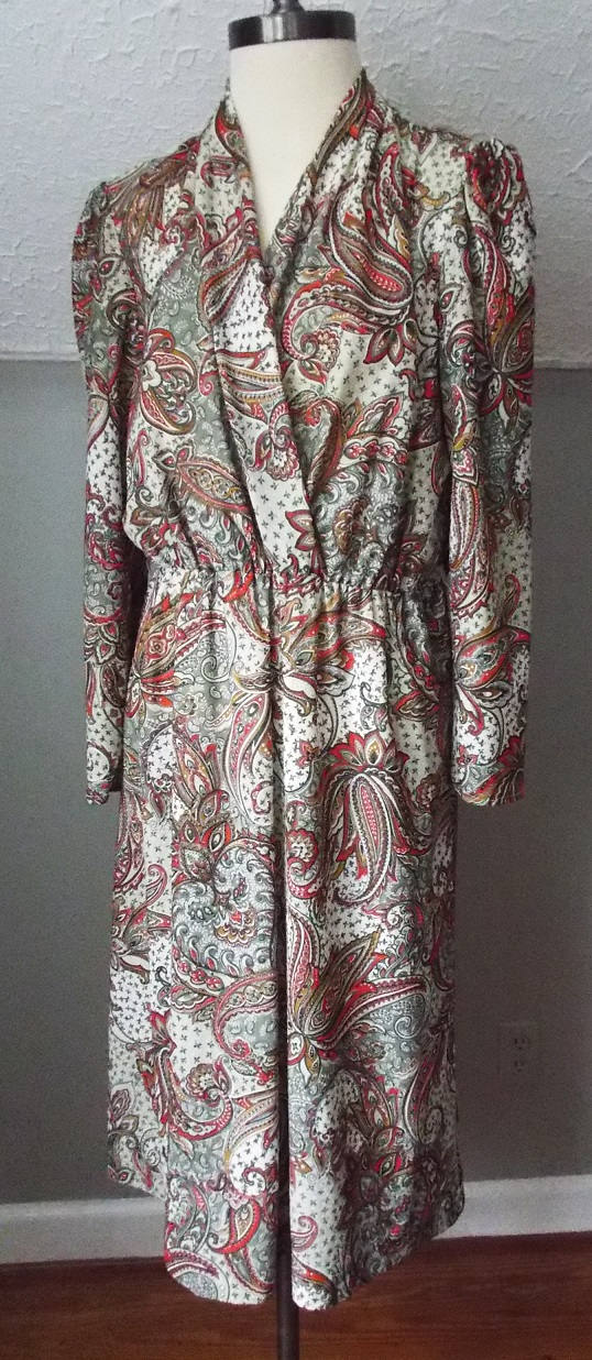 Vintage Long Sleeve Floral Print Dress
