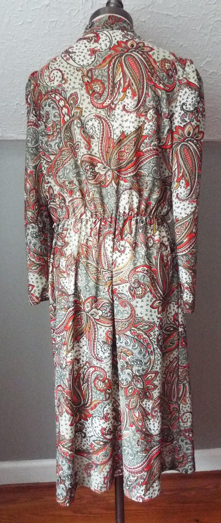 Vintage Long Sleeve Floral Print Dress