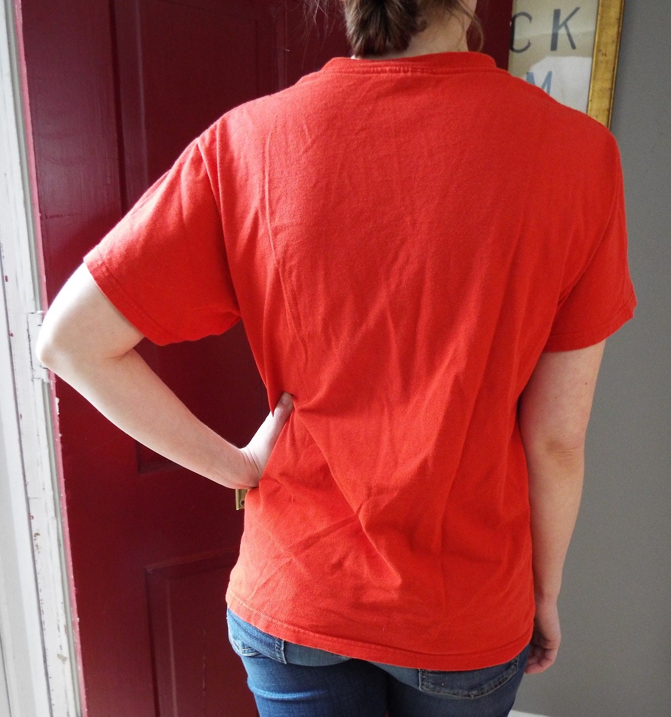 Vintage Red Nike Vee Neck T Shirt