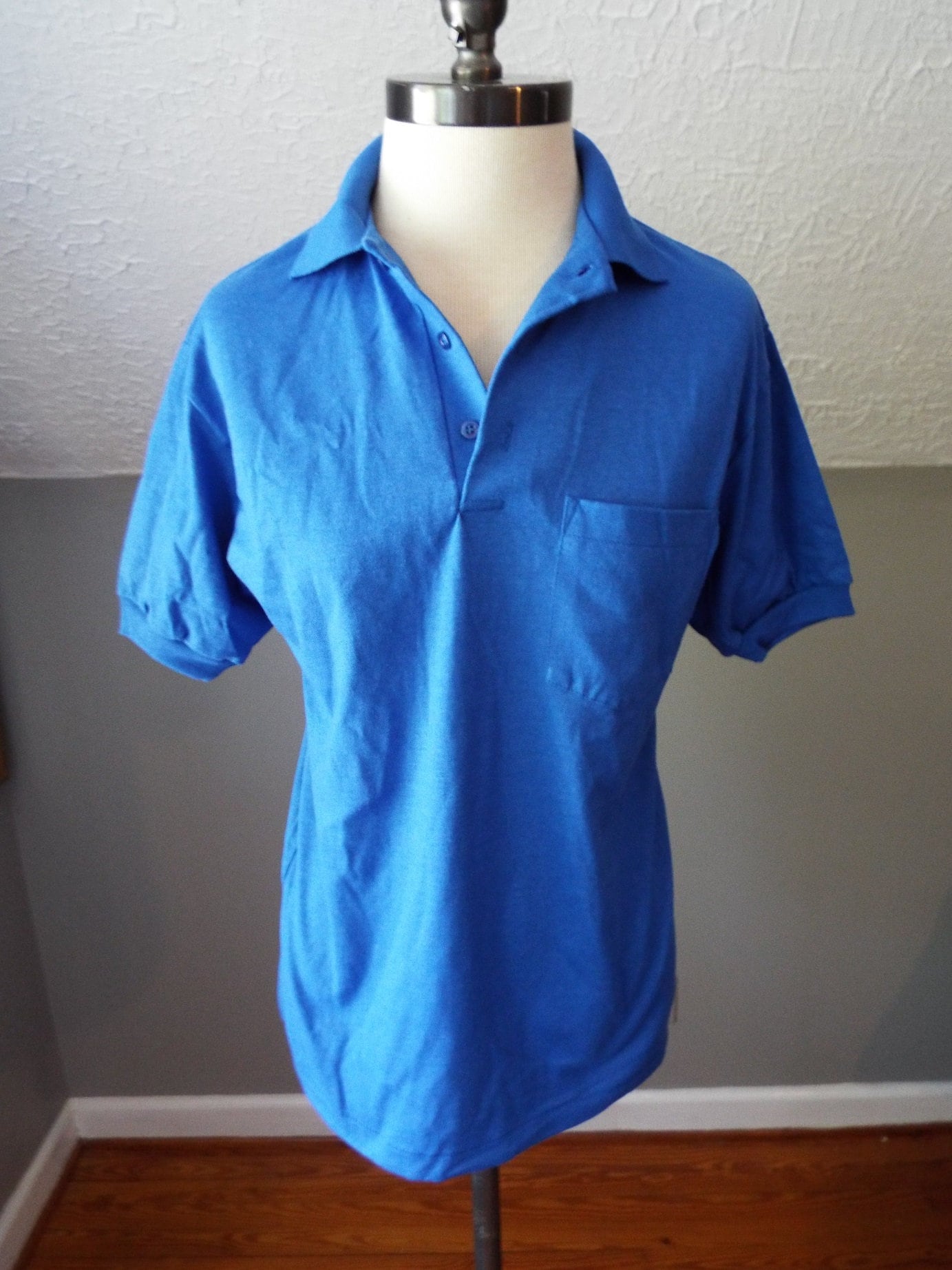 Vintage Short Sleeve Blue Polo Shirt by Screen Stars