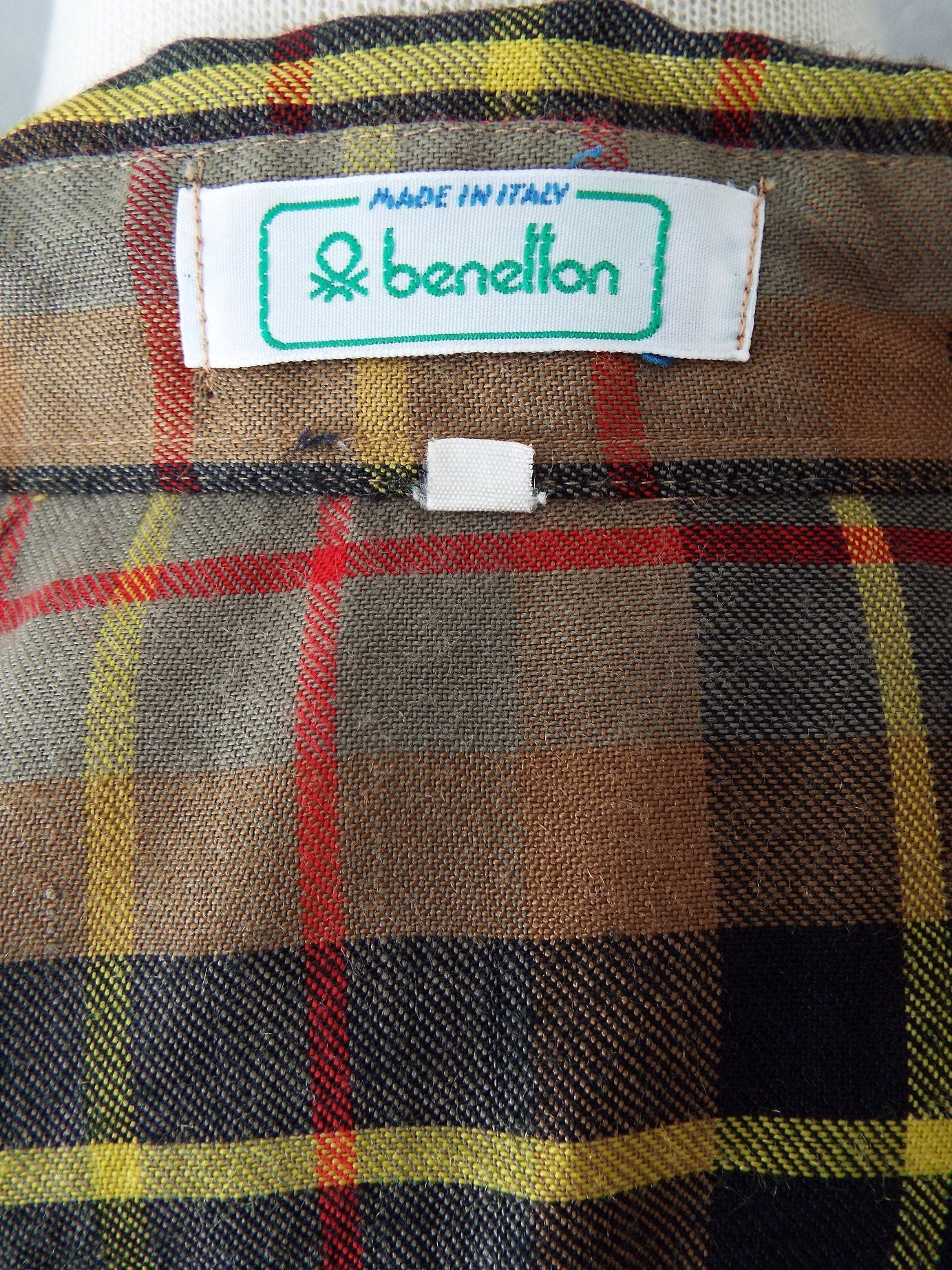 Vintage Long Sleeve Button Down Plaid Shirt by Benetton