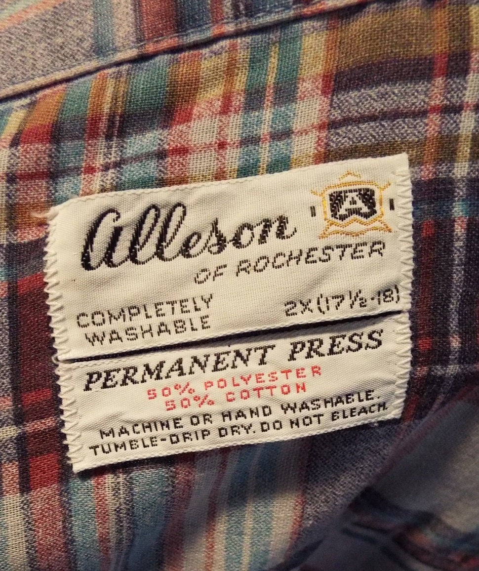 Vintage Long Sleeve Button Down Plaid Shirt by Alleson