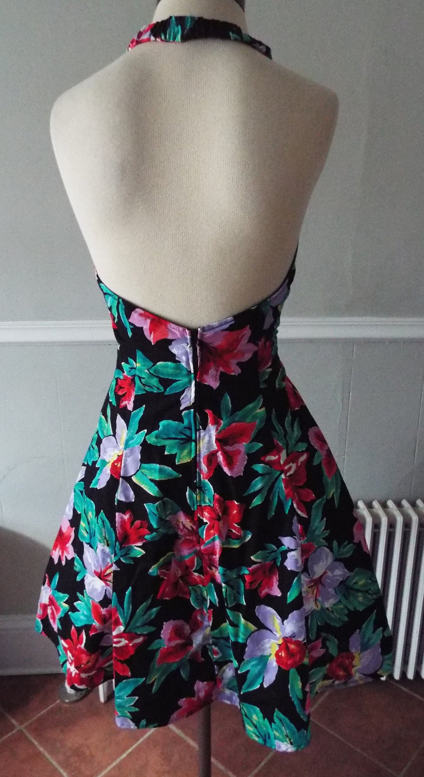 Vintage Sleeveless Floral Print Gown by Joni Blair